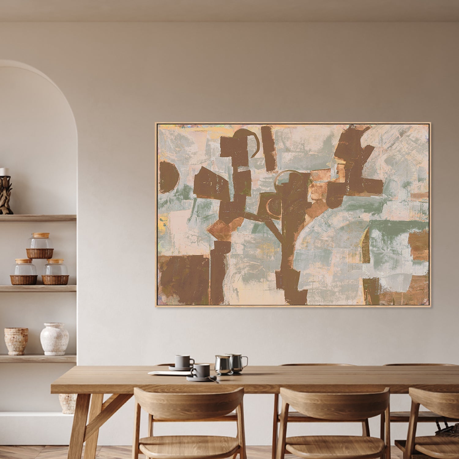 wall-art-print-canvas-poster-framed-Compose, Warm brown and Green-2