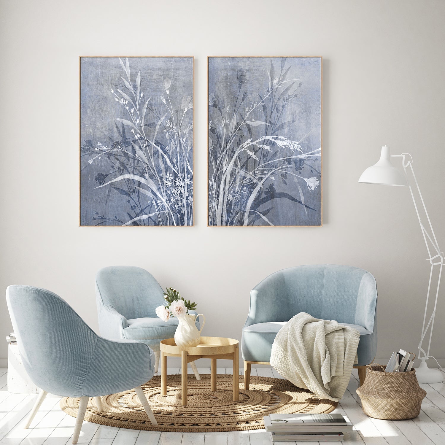 wall-art-print-canvas-poster-framed-Cool Flower, Style A & B, Set Of 2 , By Aria K-7