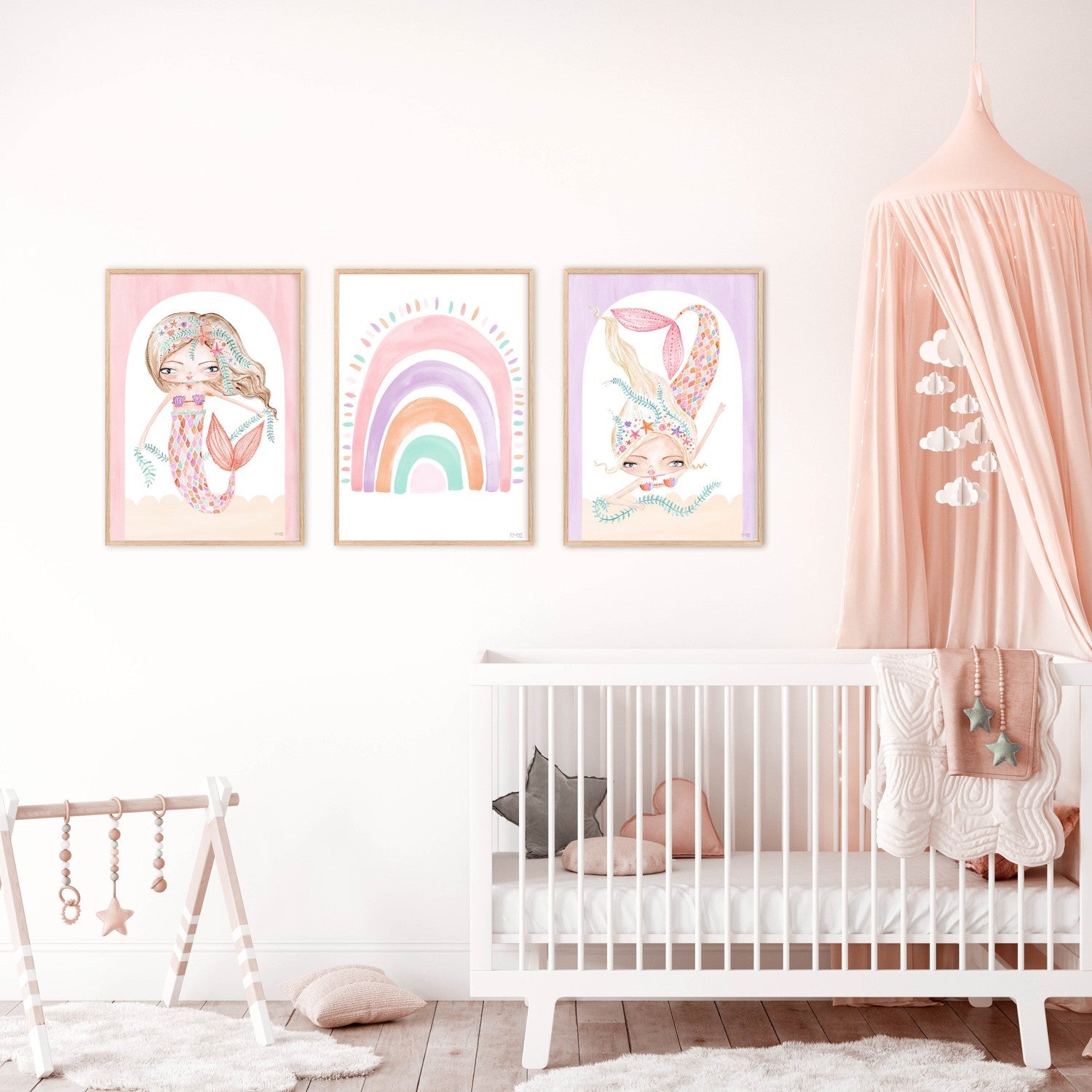 wall-art-print-canvas-poster-framed-Coral Mermaid, Set of 3 , By Pip and Phee-7