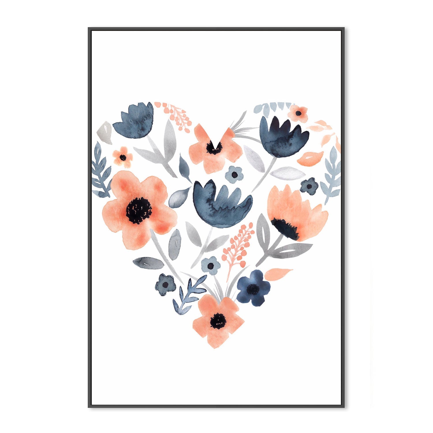 wall-art-print-canvas-poster-framed-Coral Navy Heart , By Lisa Nohren-3