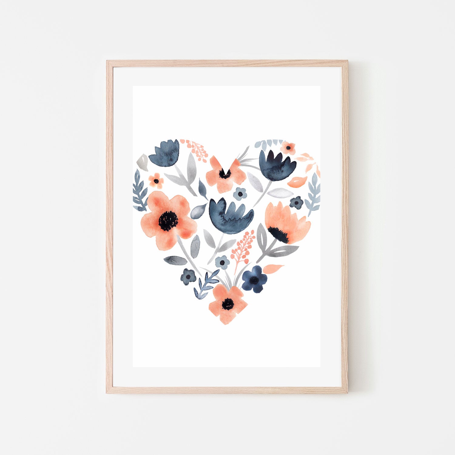 wall-art-print-canvas-poster-framed-Coral Navy Heart , By Lisa Nohren-6
