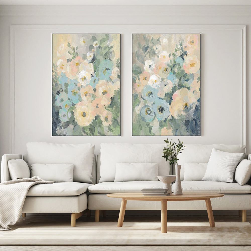 wall-art-print-canvas-poster-framed-Cottage Blue Floral, Style A & B, Set Of 2 , By Silvia Vassileva-GIOIA-WALL-ART