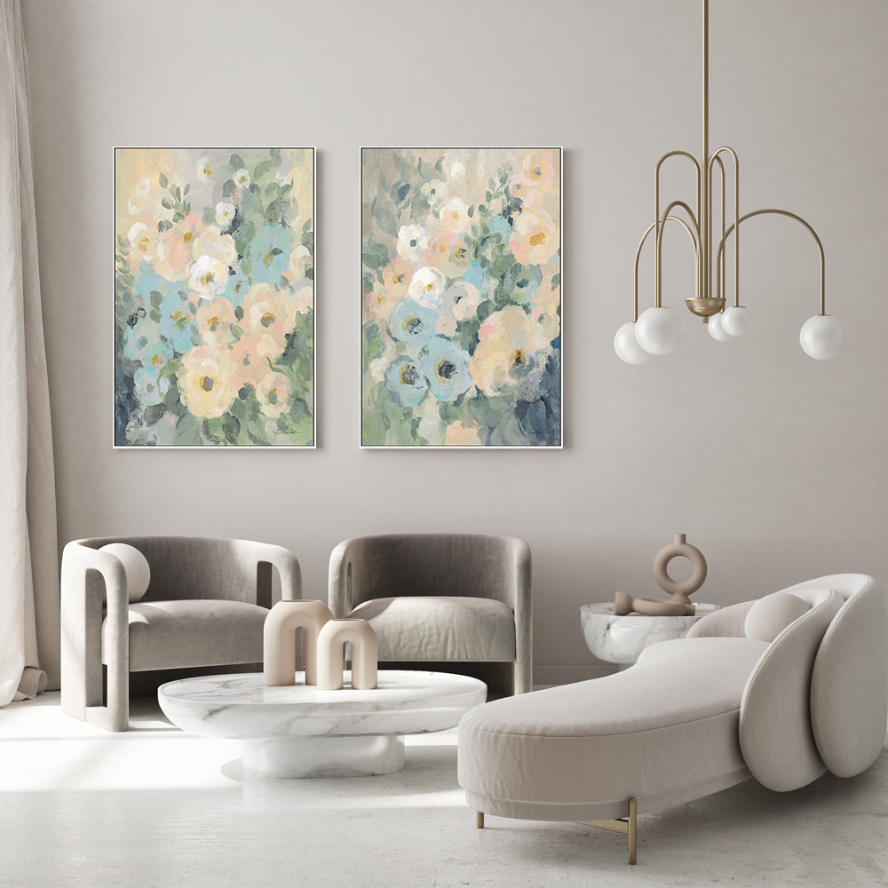 wall-art-print-canvas-poster-framed-Cottage Blue Floral, Style A & B, Set Of 2 , By Silvia Vassileva-GIOIA-WALL-ART