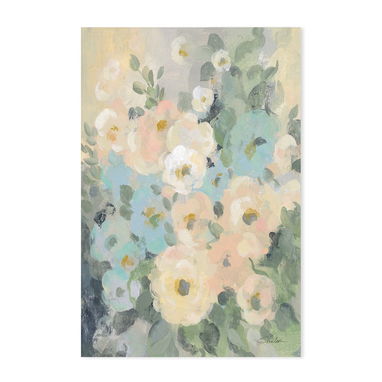 wall-art-print-canvas-poster-framed-Cottage Blue Floral, Style A & B, Set Of 2 , By Silvia Vassileva-GIOIA-WALL-ART