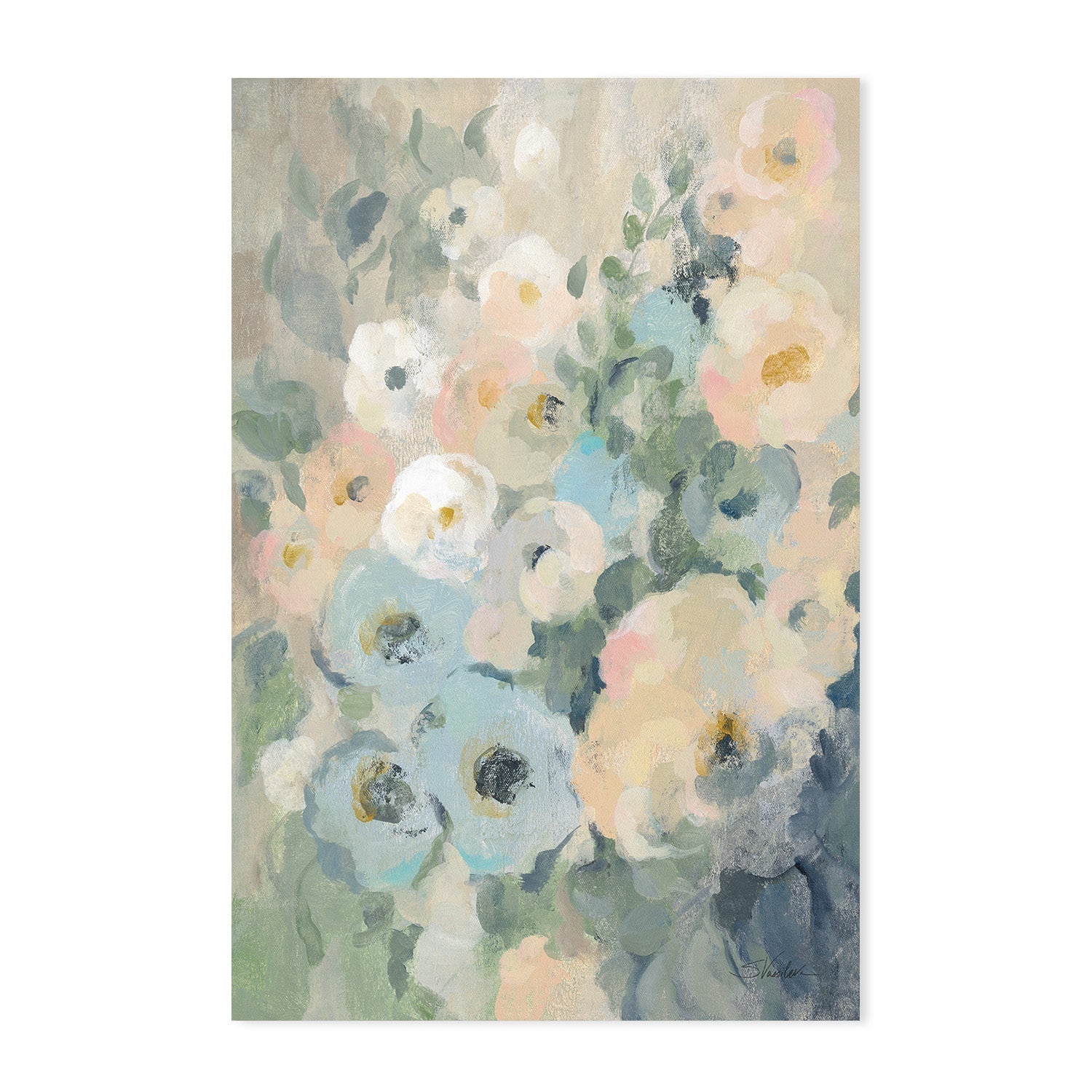 wall-art-print-canvas-poster-framed-Cottage Blue Floral, Style A & B, Set Of 2 , By Silvia Vassileva-GIOIA-WALL-ART