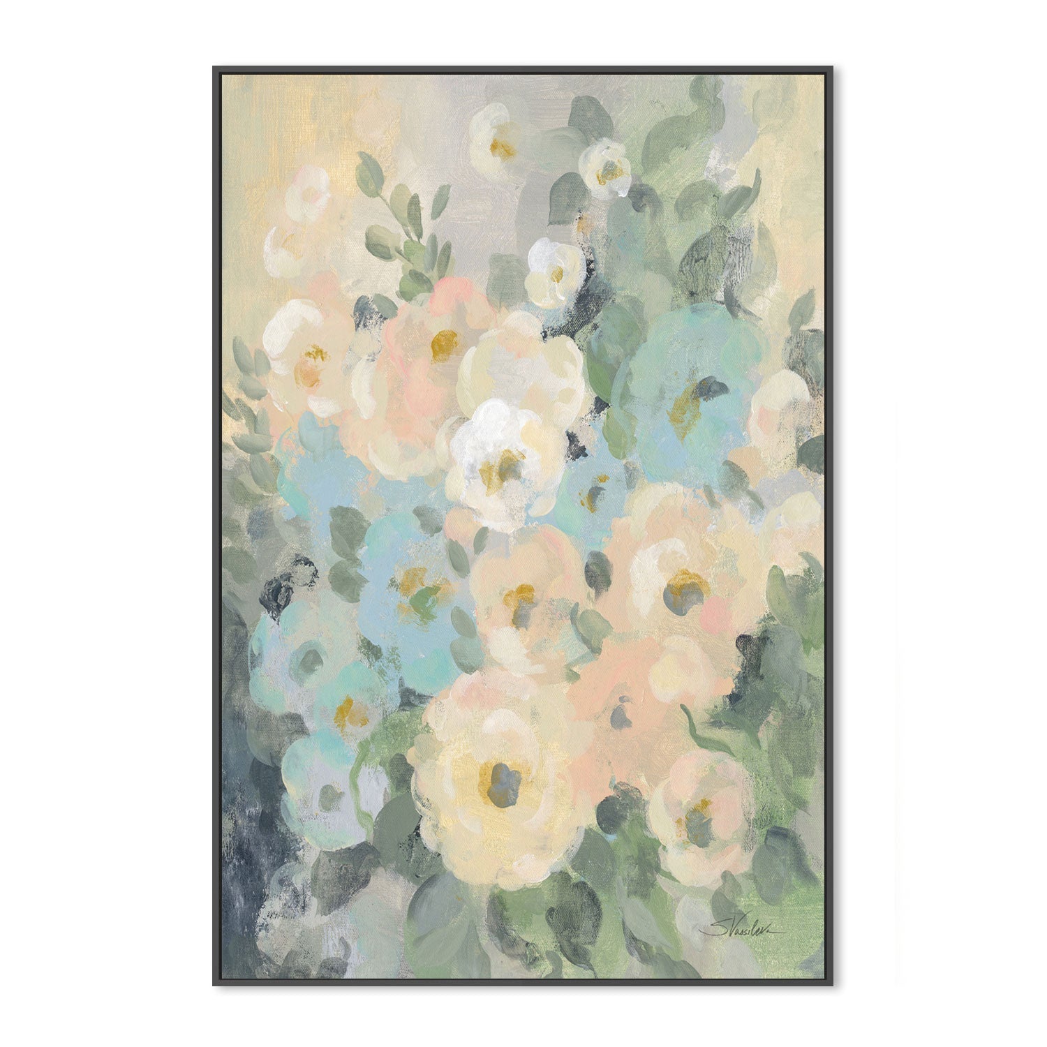 wall-art-print-canvas-poster-framed-Cottage Blue Floral, Style A , By Silvia Vassileva-GIOIA-WALL-ART