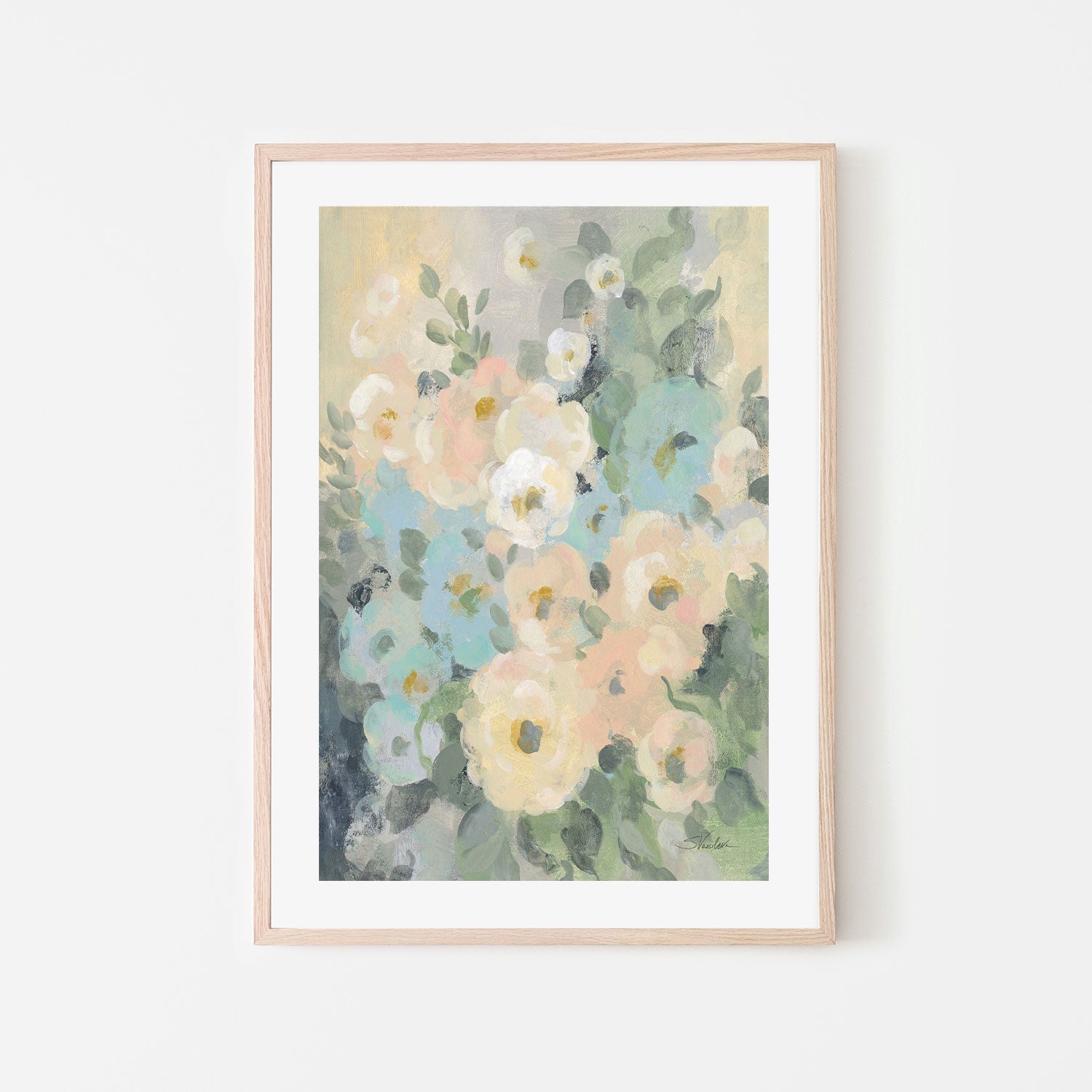 wall-art-print-canvas-poster-framed-Cottage Blue Floral, Style A , By Silvia Vassileva-GIOIA-WALL-ART