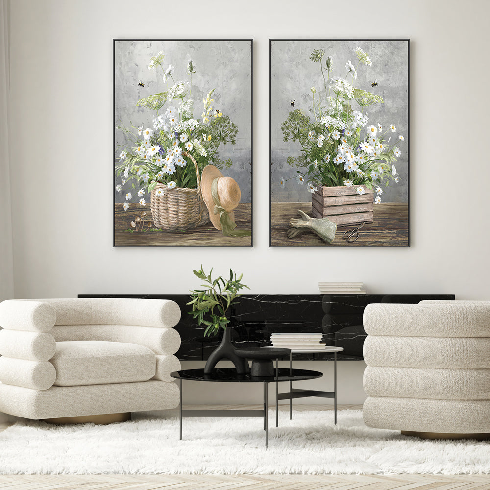 wall-art-print-canvas-poster-framed-Cottage Gardening, Style A & Style B, Set Of 2 , By Danhui Nai-GIOIA-WALL-ART