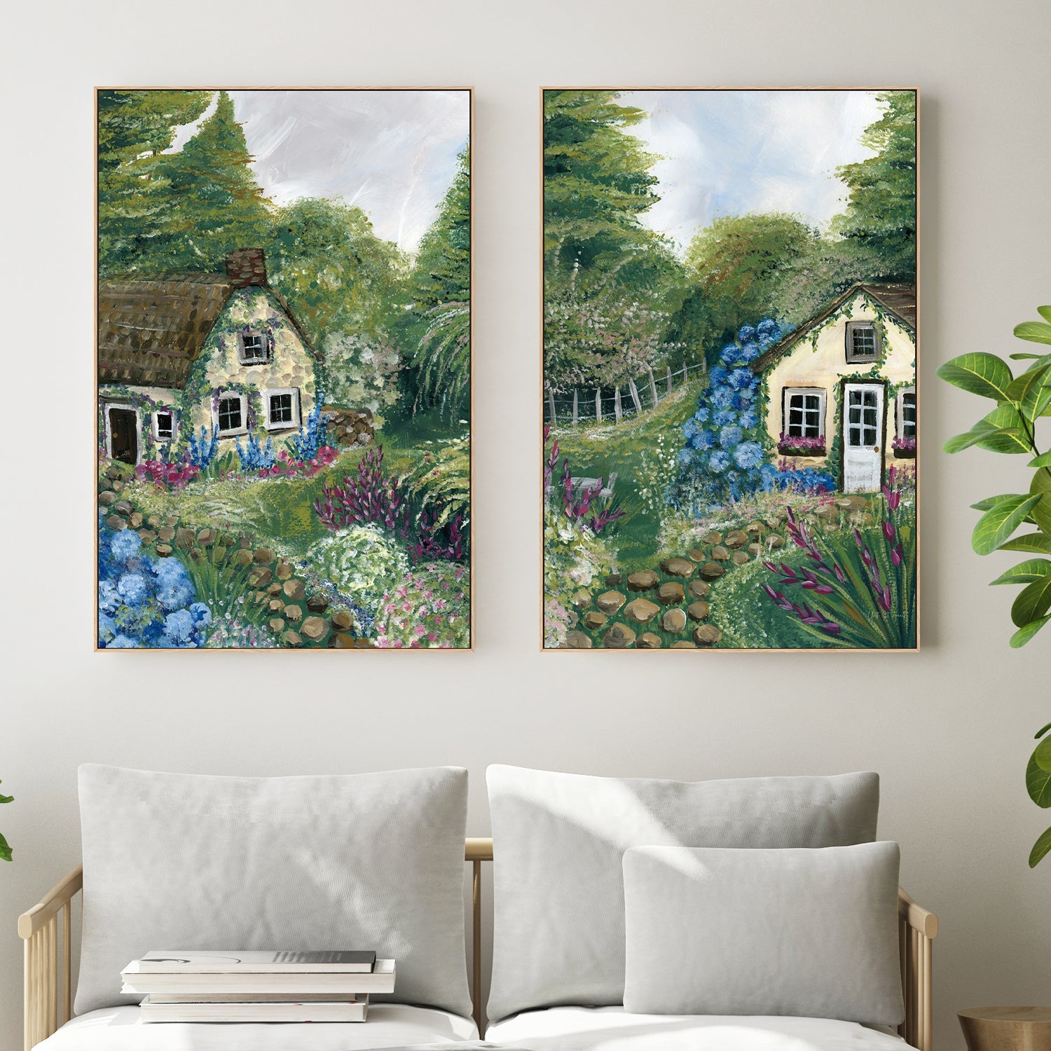 wall-art-print-canvas-poster-framed-Country Cottage, Style C & D, Set Of 2-2