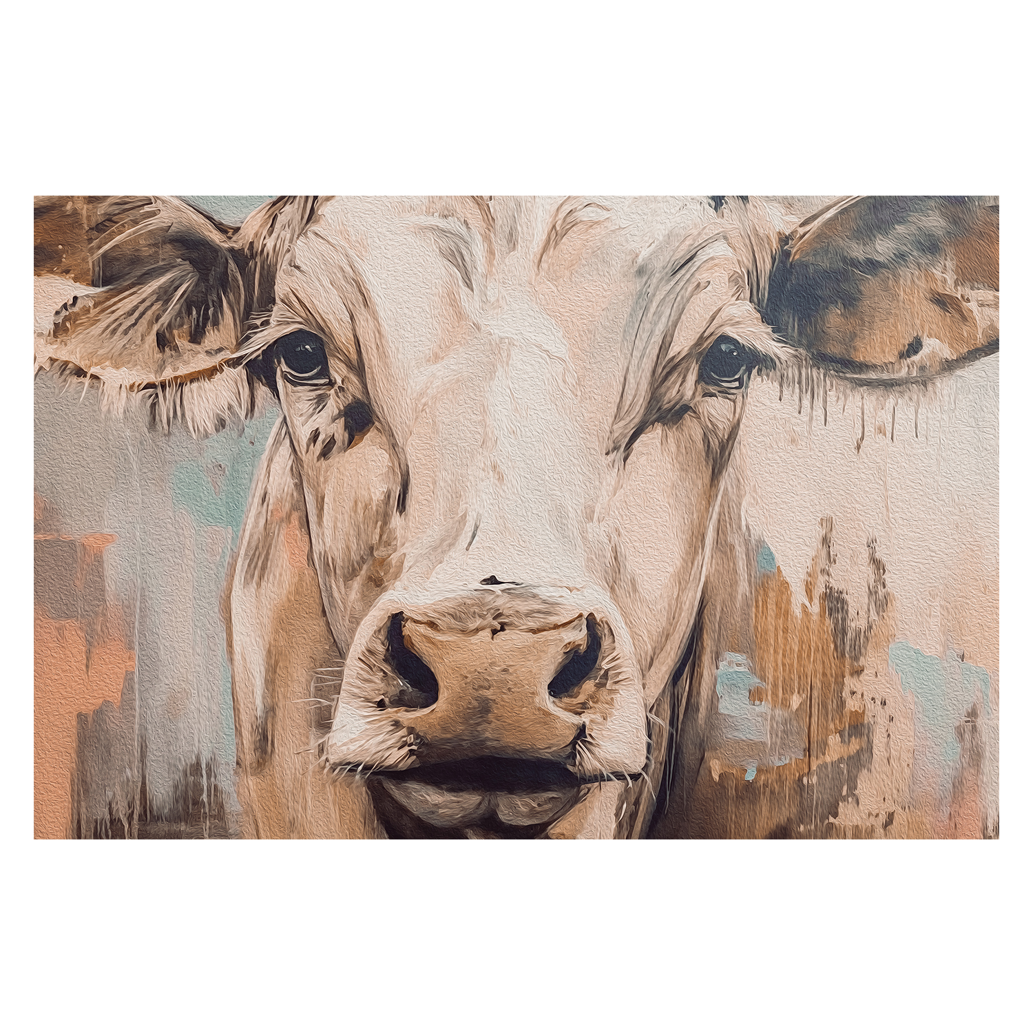 wall-art-print-canvas-poster-framed-Cow Brown Tones-1