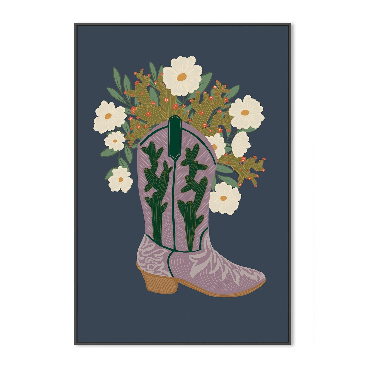 wall-art-print-canvas-poster-framed-Cowboy Shoes and Floral , By Nikita Jariwala-3