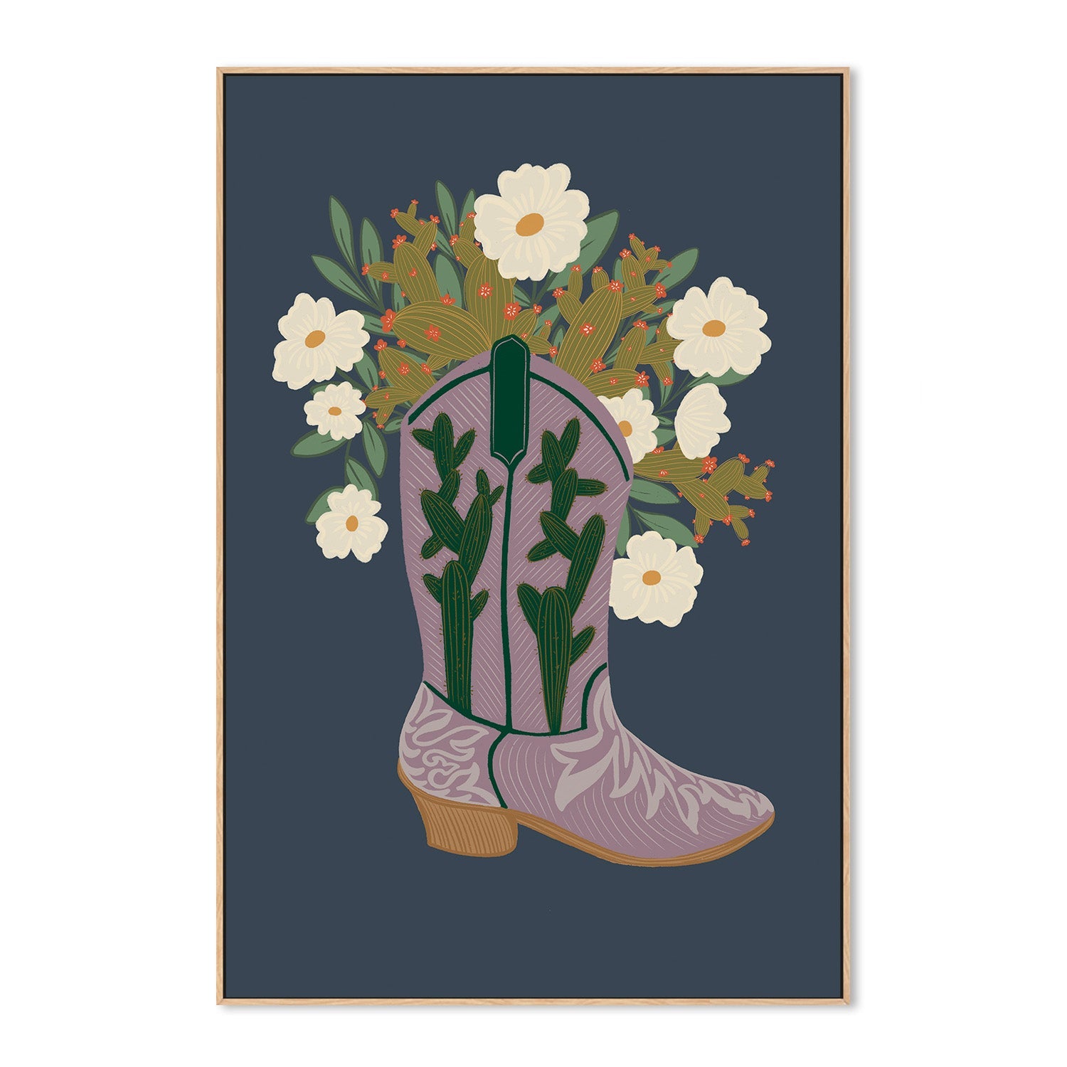 wall-art-print-canvas-poster-framed-Cowboy Shoes and Floral , By Nikita Jariwala-4