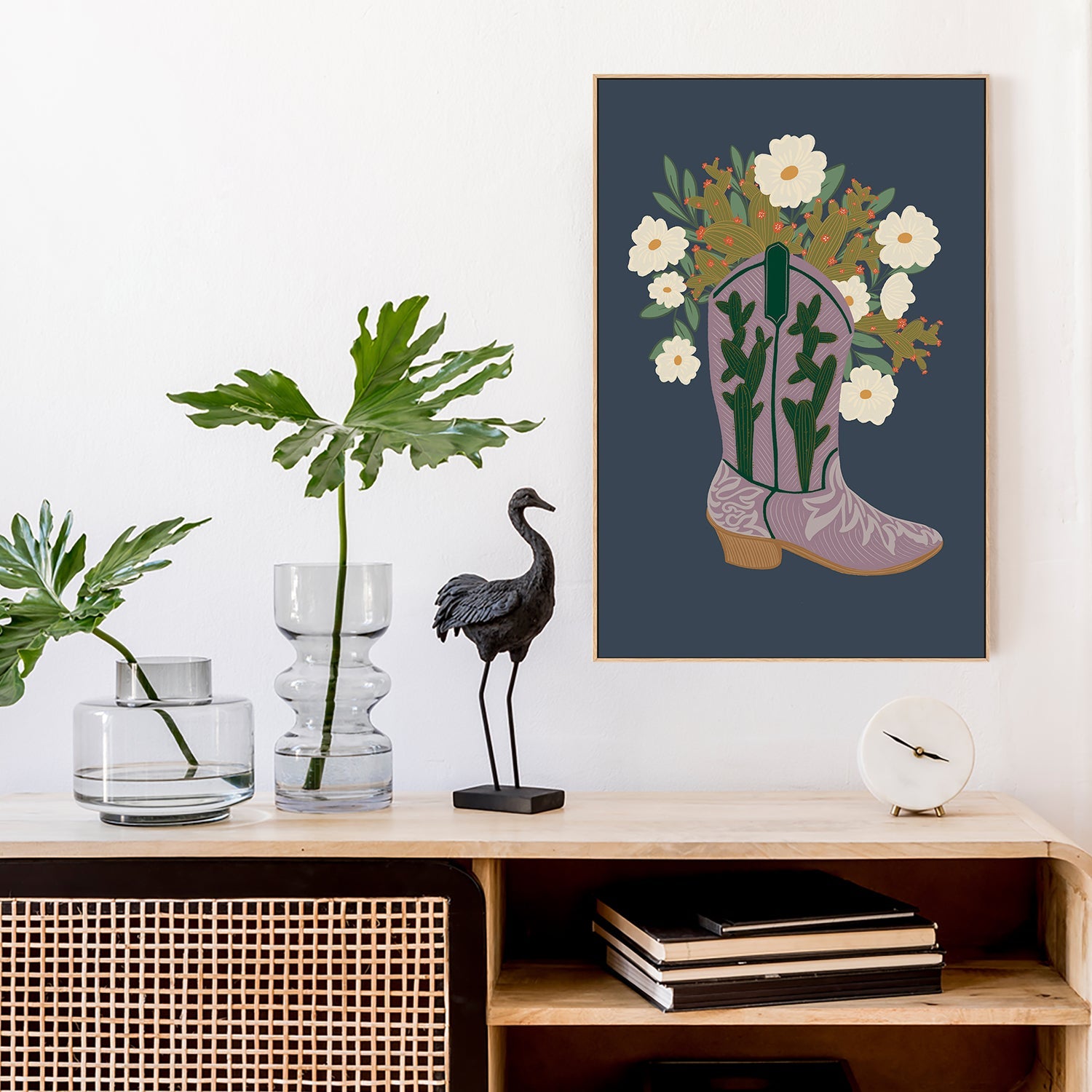 wall-art-print-canvas-poster-framed-Cowboy Shoes and Floral , By Nikita Jariwala-7