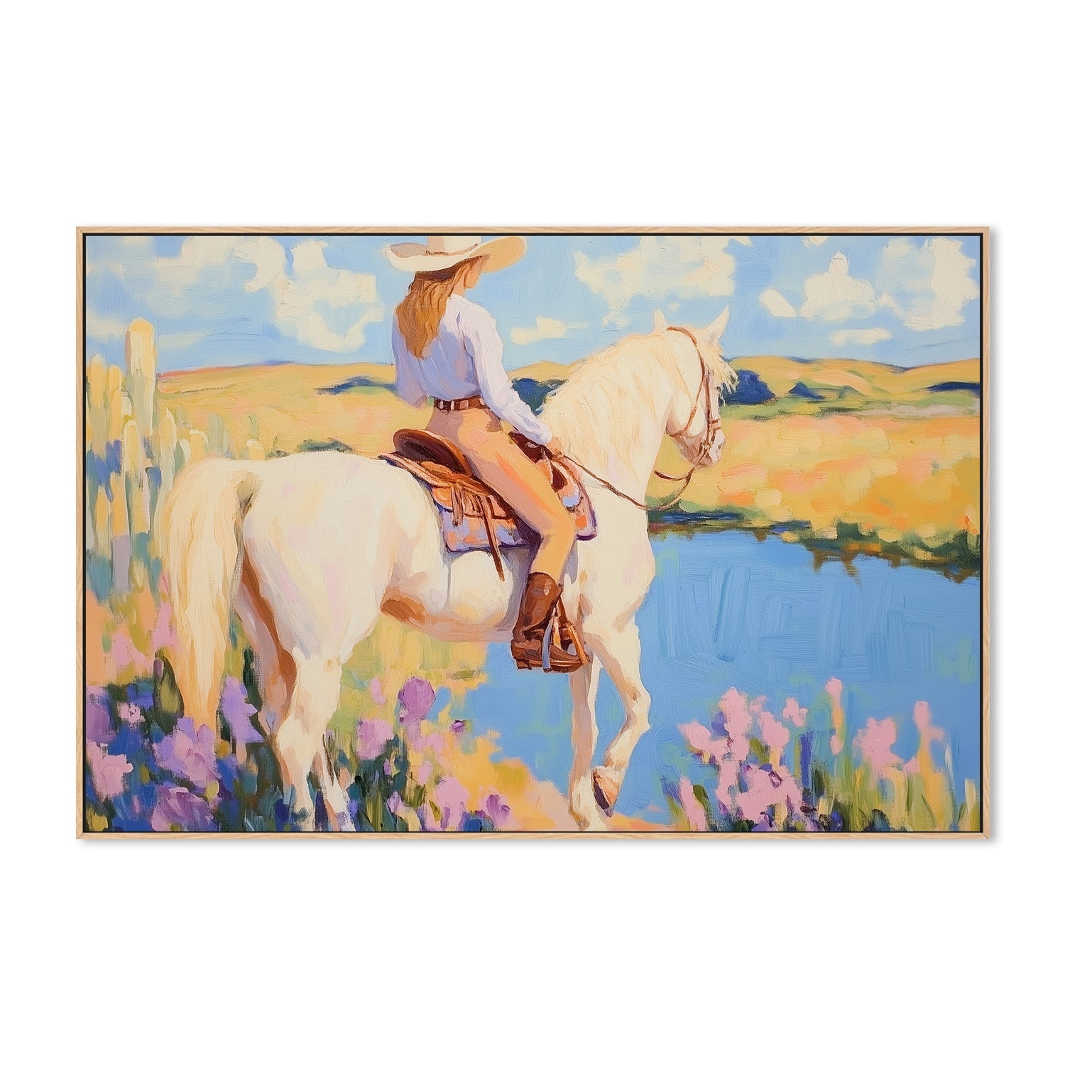 wall-art-print-canvas-poster-framed-Cowgirl with Horse-4