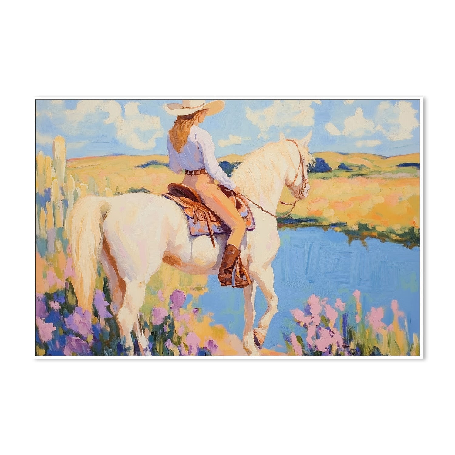 wall-art-print-canvas-poster-framed-Cowgirl with Horse-5
