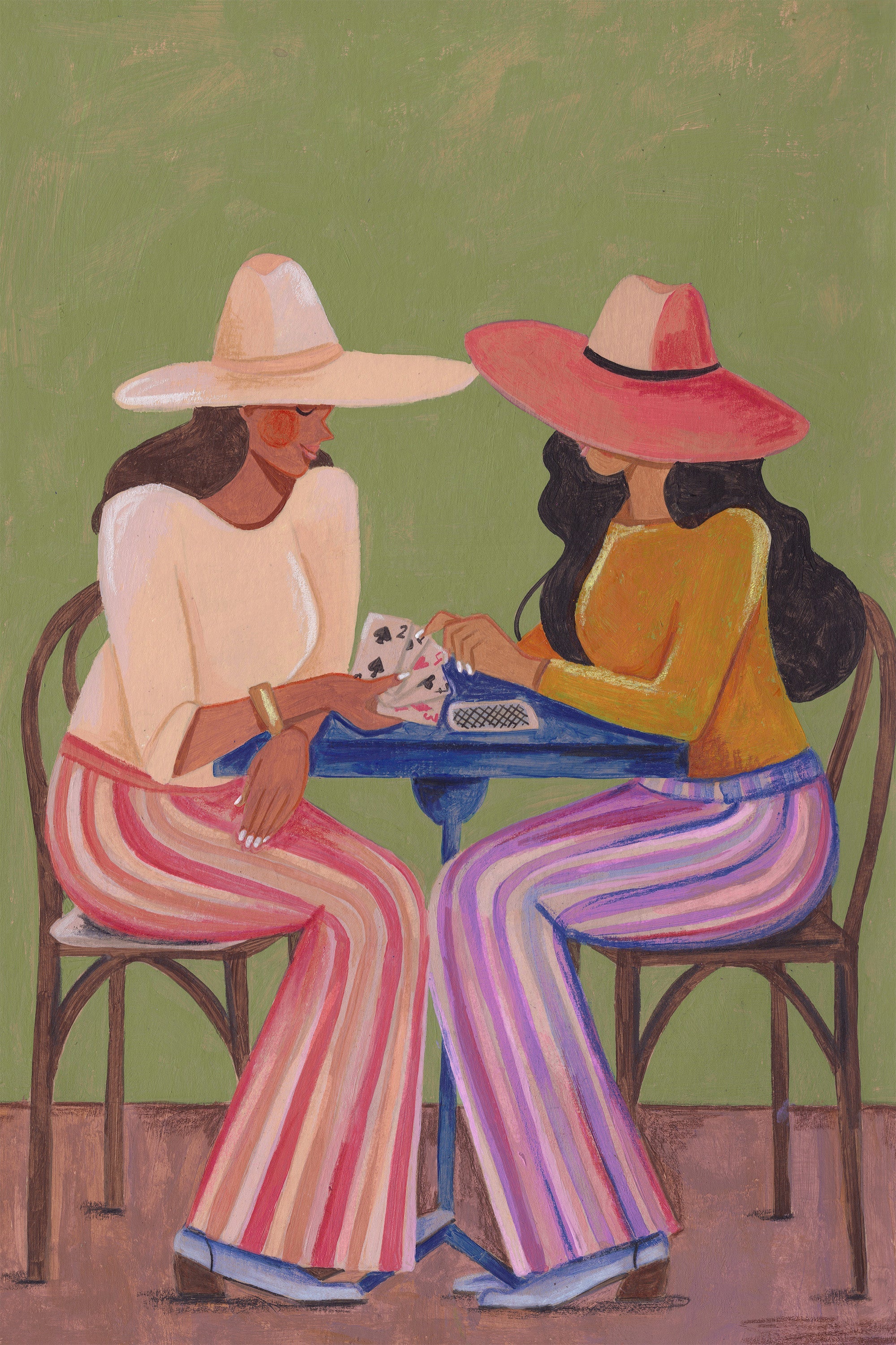 wall-art-print-canvas-poster-framed-Cowgirls playing cards-1