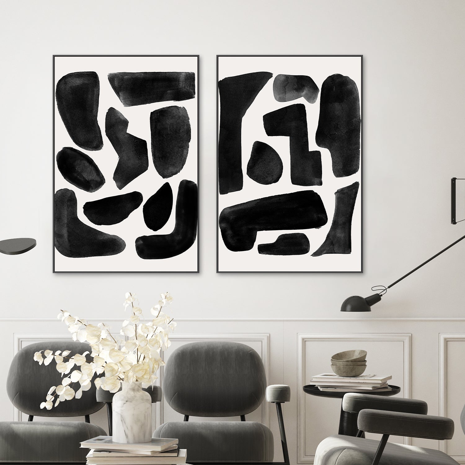 wall-art-print-canvas-poster-framed-Cozy Puzzle Abstract, Style A & B, Set Of 2 , By Aubrey-2