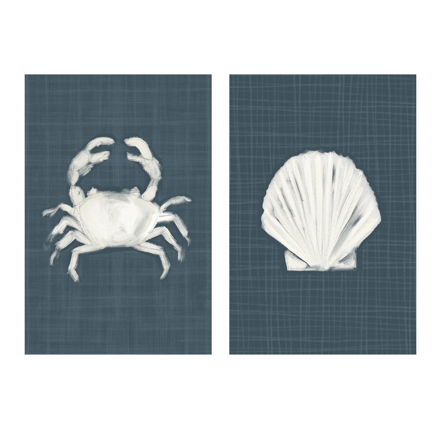 wall-art-print-canvas-poster-framed-Crab-Blue Seashell , Set Of 2, By Jetty Home , By Jetty Home-1