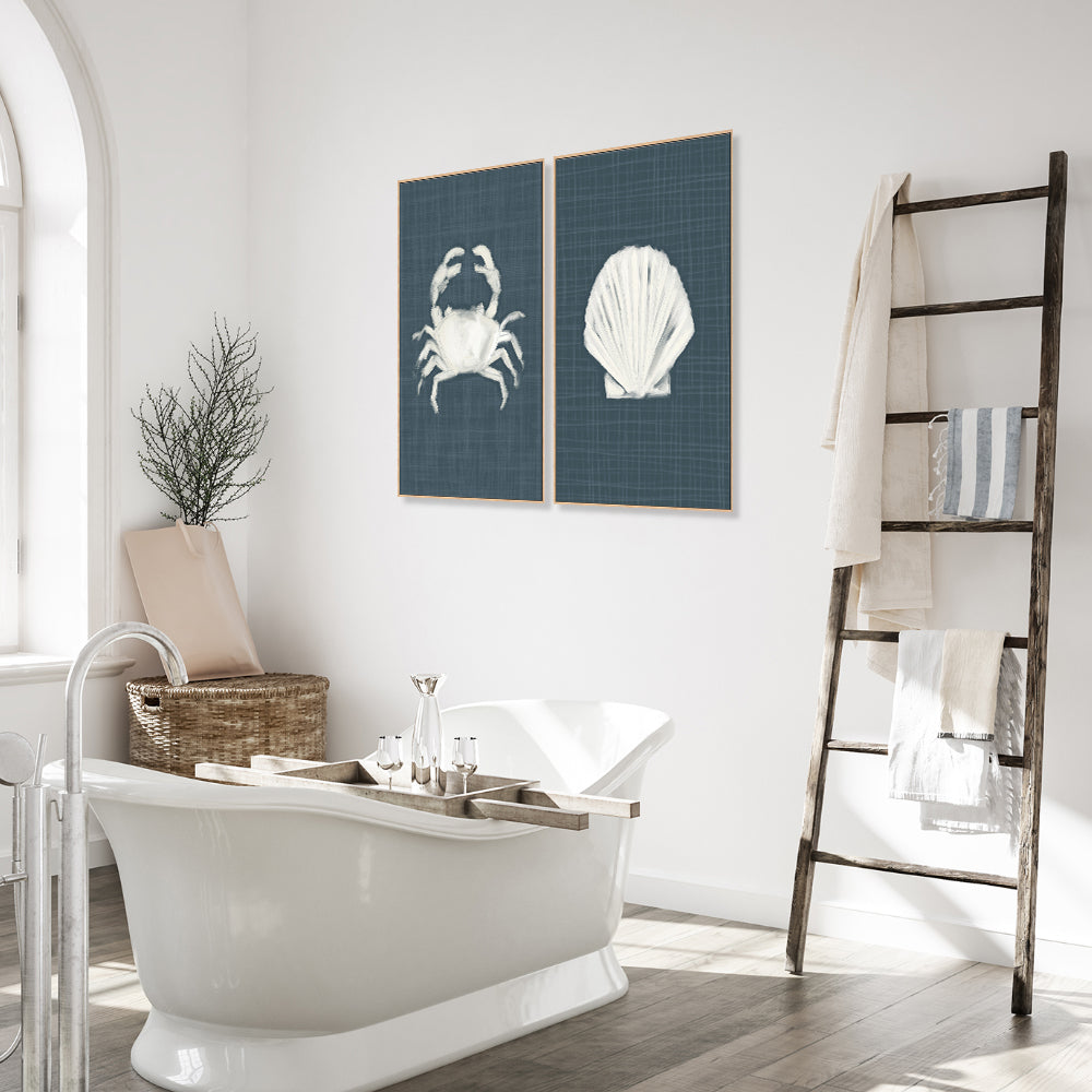 wall-art-print-canvas-poster-framed-Crab-Blue Seashell , Set Of 2, By Jetty Home , By Jetty Home-2