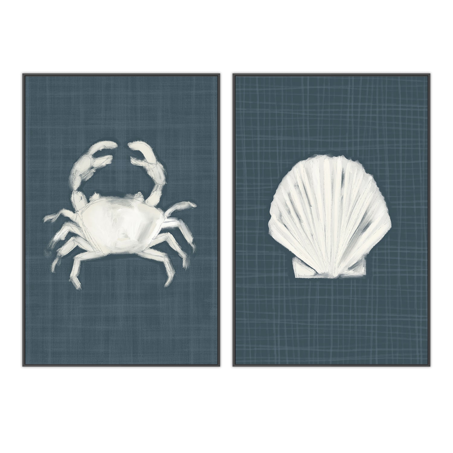 wall-art-print-canvas-poster-framed-Crab-Blue Seashell , Set Of 2, By Jetty Home , By Jetty Home-3