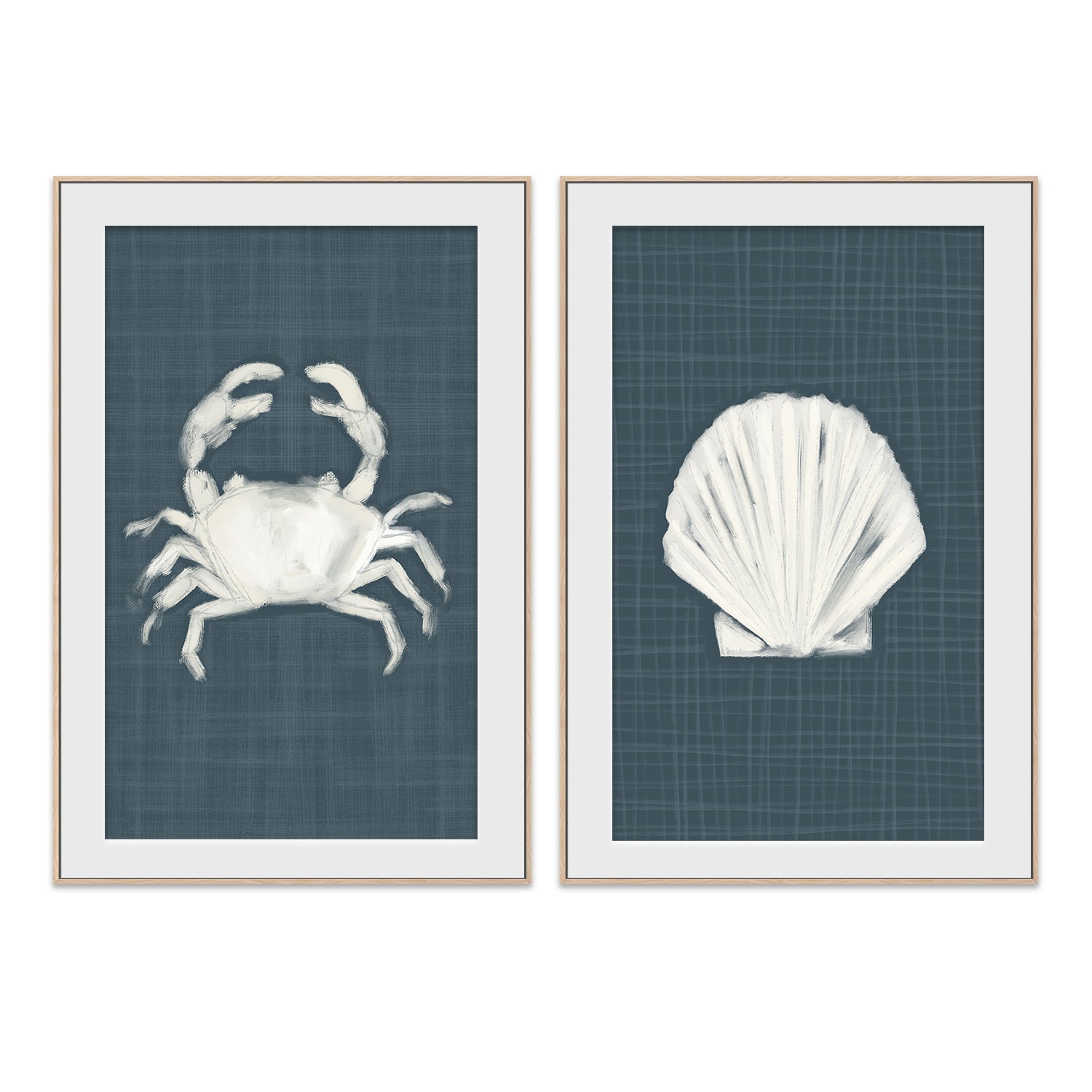 wall-art-print-canvas-poster-framed-Crab-Blue Seashell , Set Of 2, By Jetty Home , By Jetty Home-6