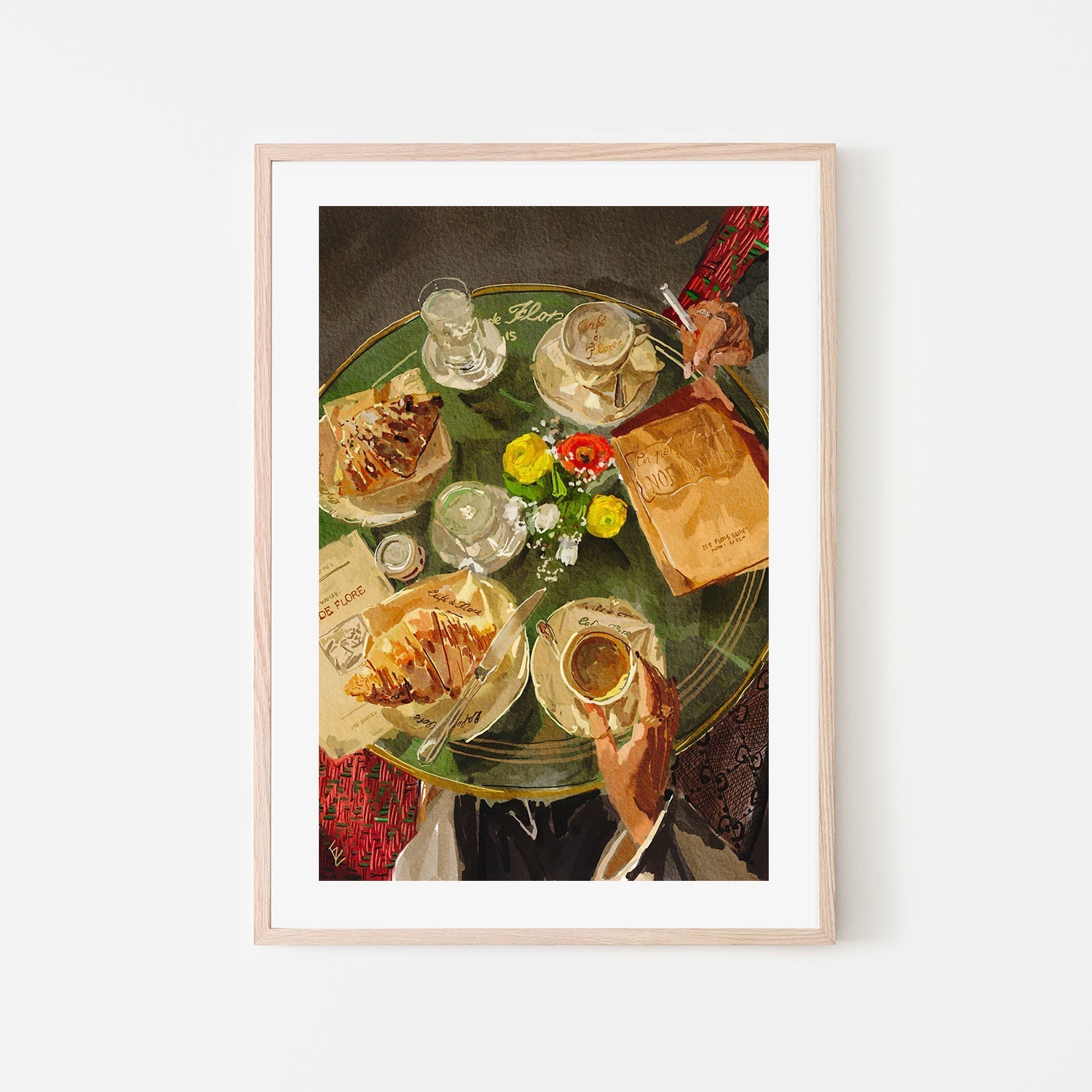 wall-art-print-canvas-poster-framed-Croissant At Caffe de Flore , By Ekaterina Zagorska-6