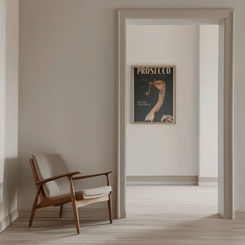 wall-art-print-canvas-poster-framed-Cute Art Deco Prosecco Poster Of An Ostrich , By Brett Gramse-10