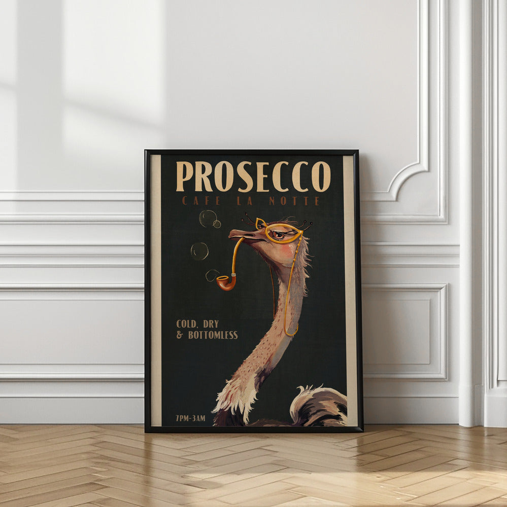 wall-art-print-canvas-poster-framed-Cute Art Deco Prosecco Poster Of An Ostrich , By Brett Gramse-8