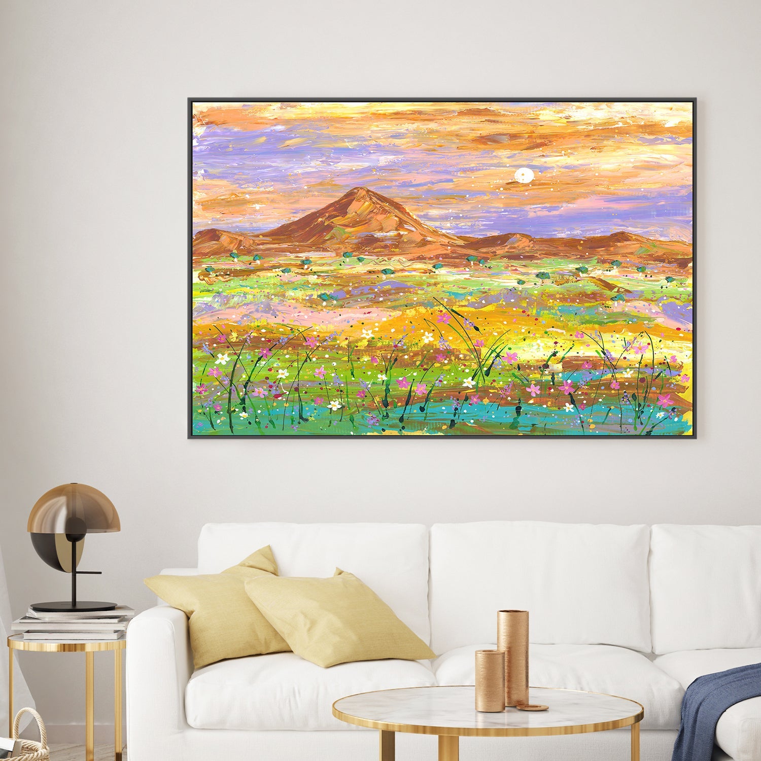 wall-art-print-canvas-poster-framed-Dancing Amidst Wildflowers in the Early Morning-2