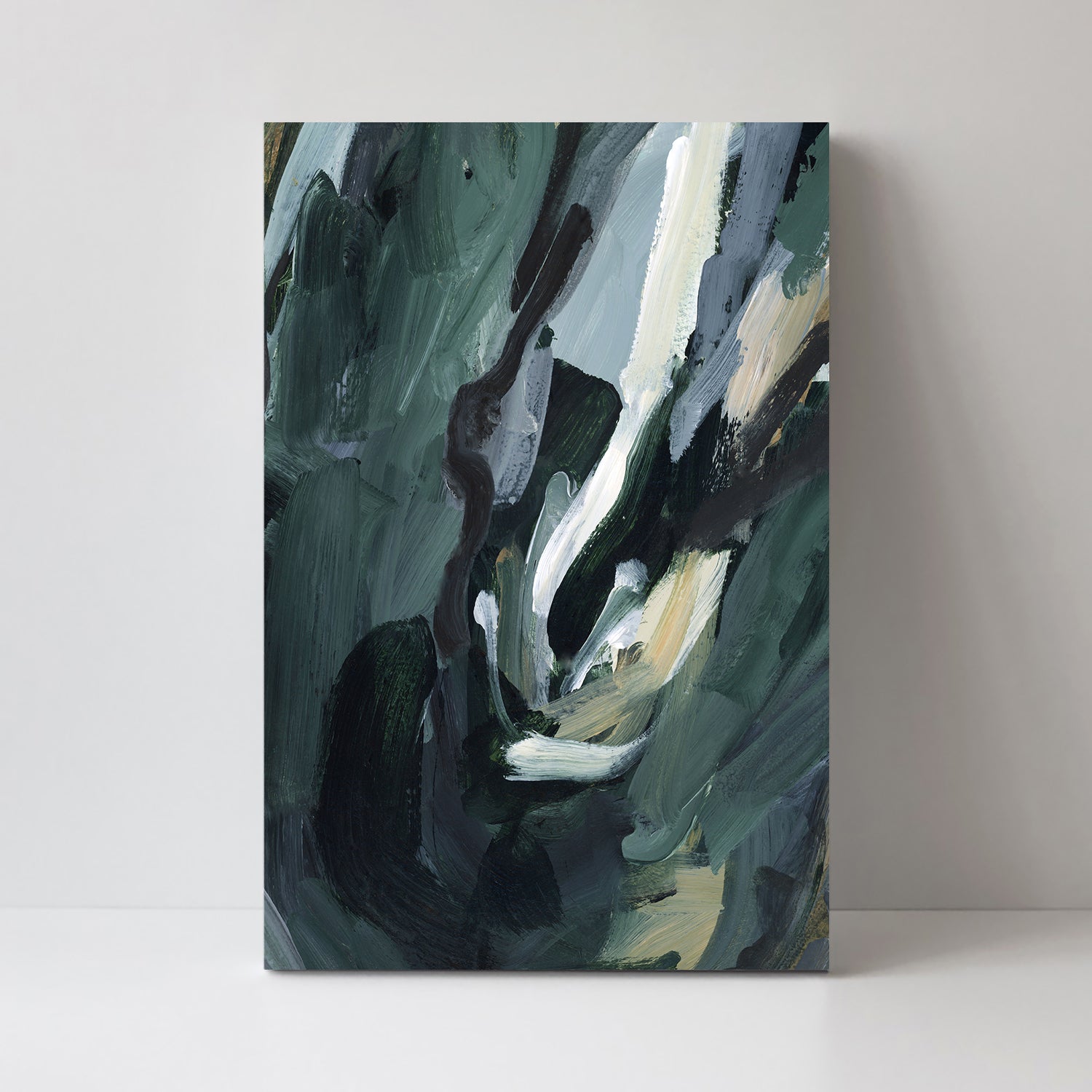wall-art-print-canvas-poster-framed-Dark Green Abstract, Style A-by-Emily Wood-Gioia Wall Art