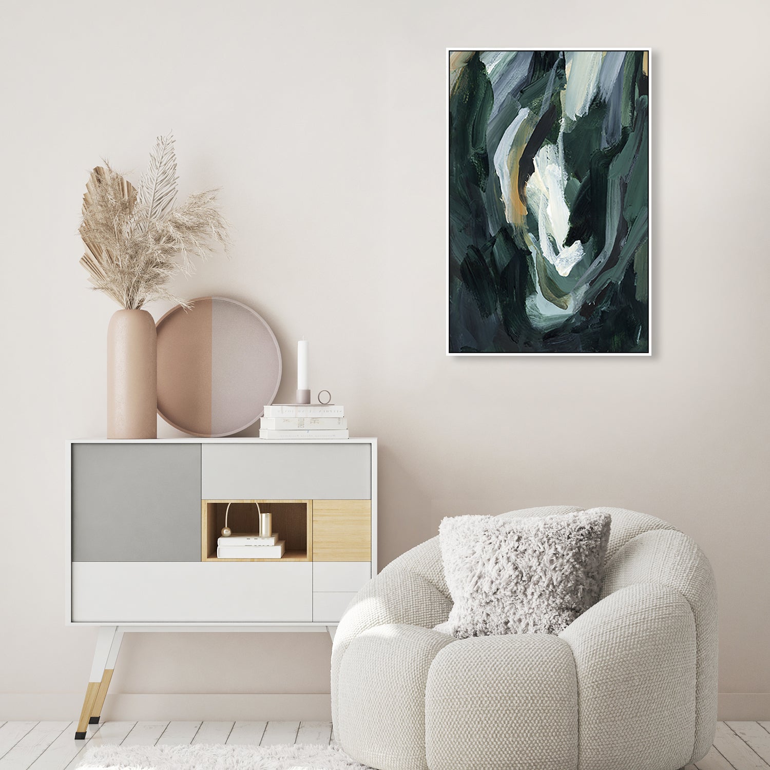 wall-art-print-canvas-poster-framed-Dark Green Abstract, Style B-by-Emily Wood-Gioia Wall Art