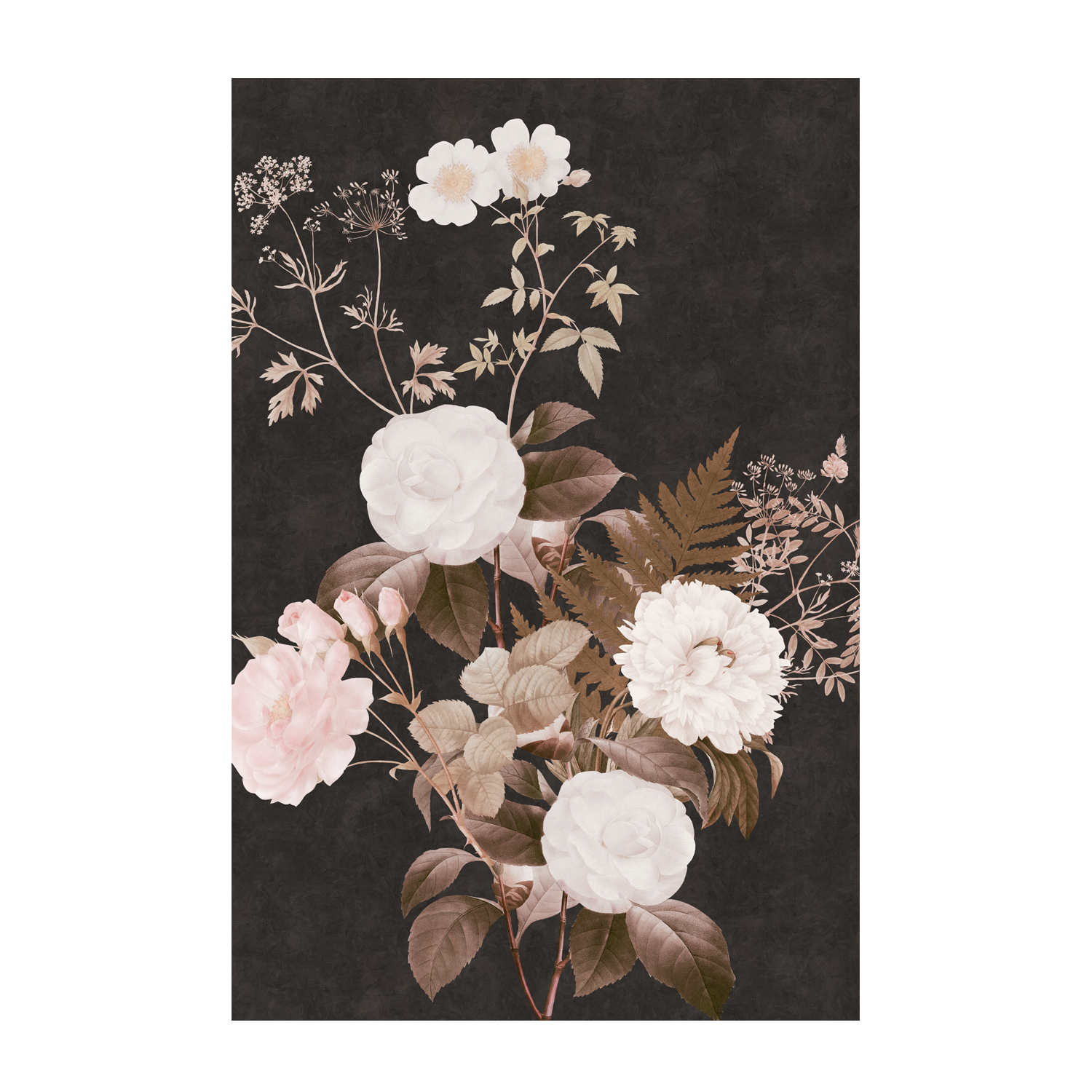 wall-art-print-canvas-poster-framed-Dark Vintage Floral, Style A , By Nina Blue-1