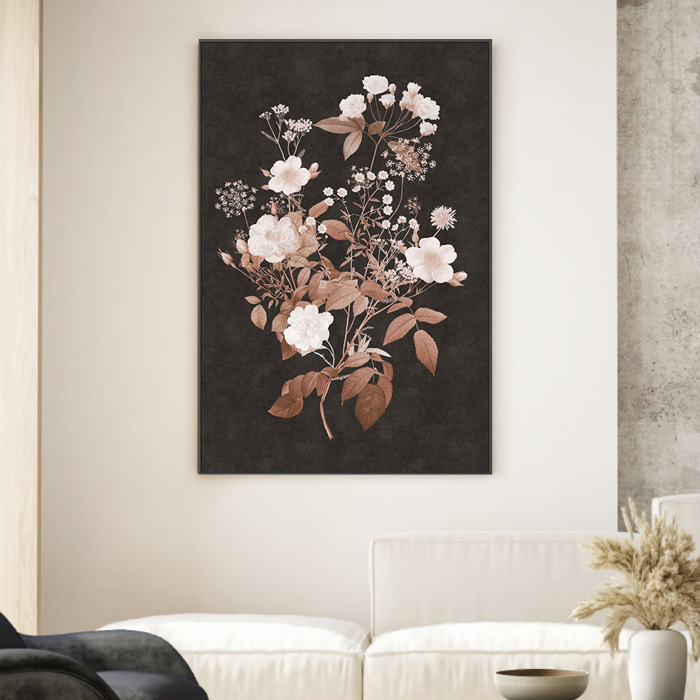 wall-art-print-canvas-poster-framed-Dark Vintage Floral, Style C , By Nina Blue-2