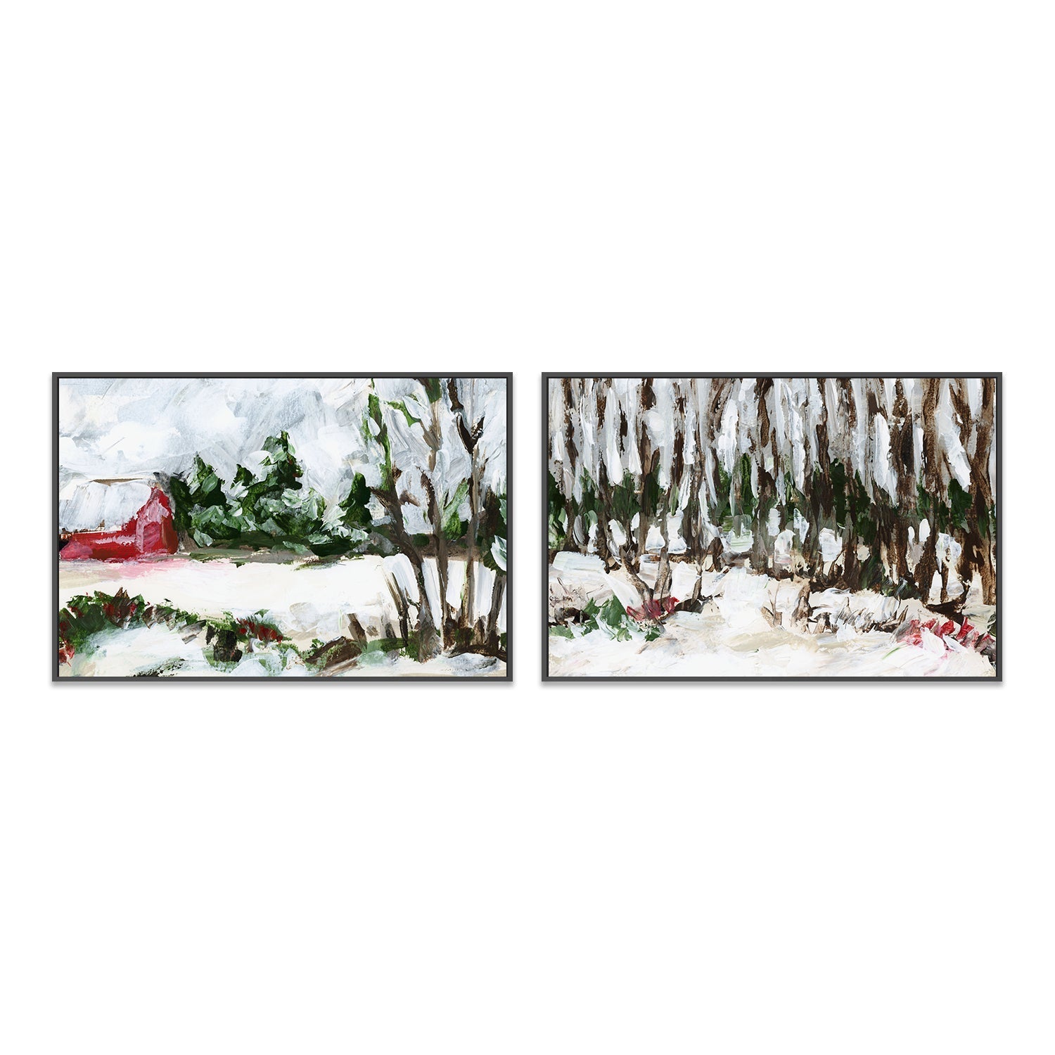 wall-art-print-canvas-poster-framed-December Woods , Style A & B, Set Of 2 , By Jetty Home-3