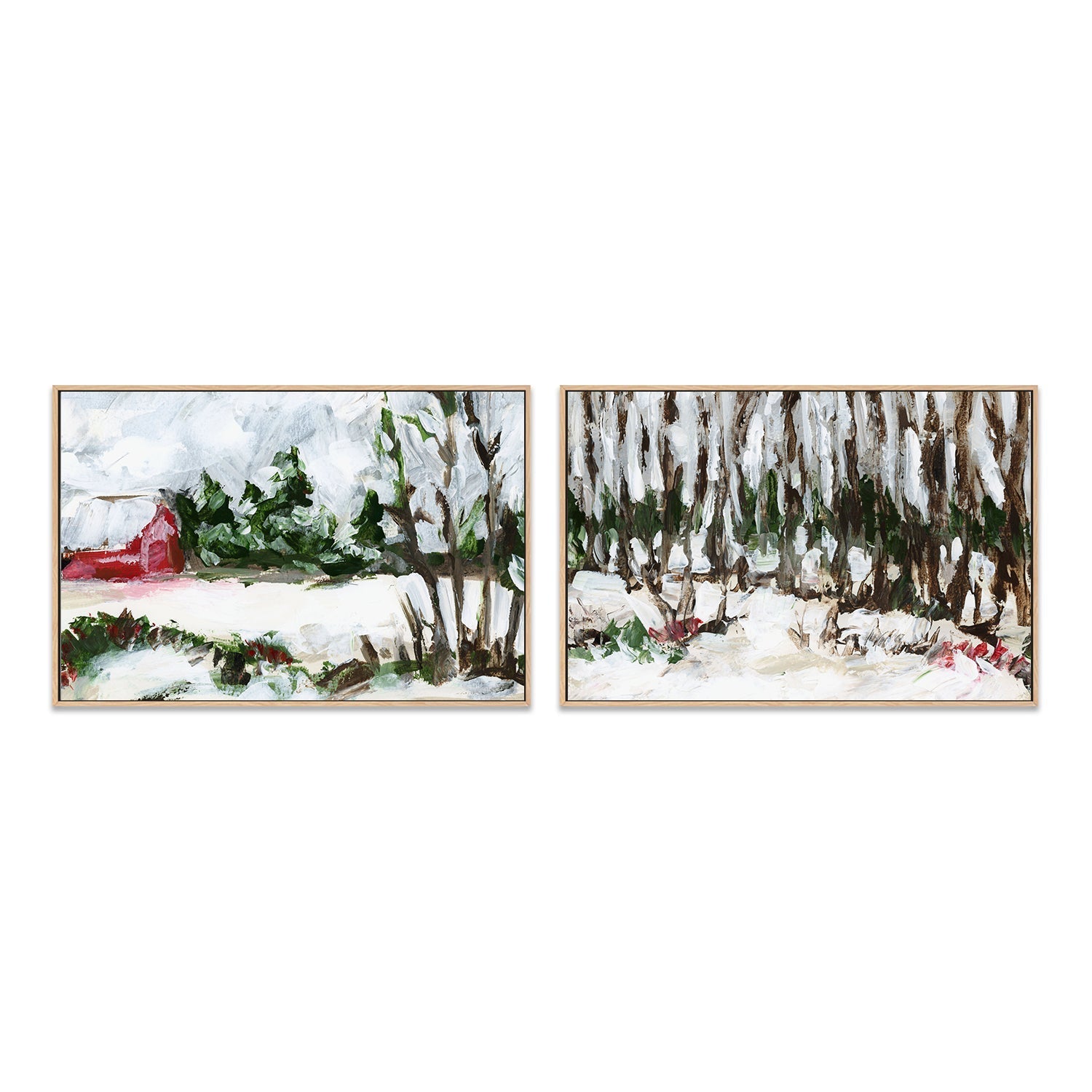wall-art-print-canvas-poster-framed-December Woods , Style A & B, Set Of 2 , By Jetty Home-4