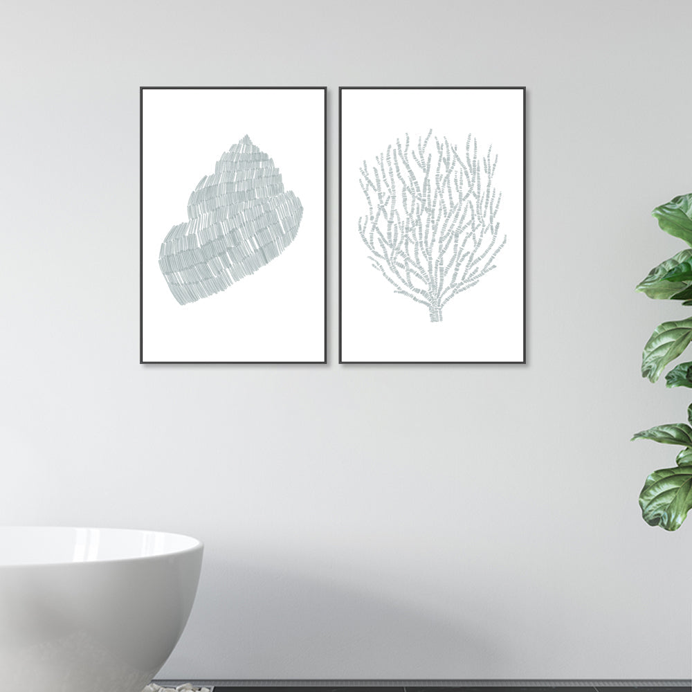 wall-art-print-canvas-poster-framed-Deconstructed Snail-Coral Sea Branch , Set Of 2, By Jetty Home , By Jetty Home-2