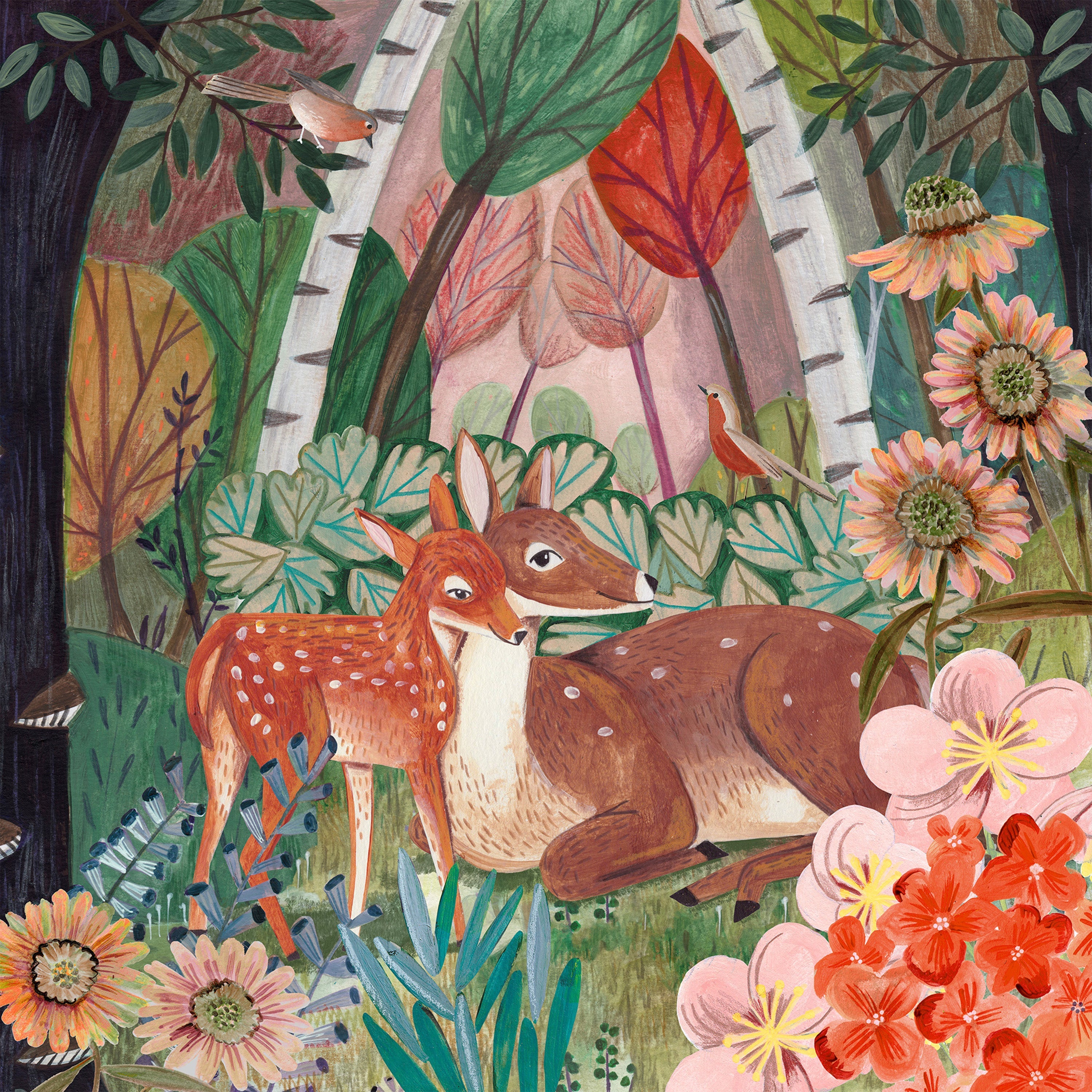 wall-art-print-canvas-poster-framed-Deer in the forest-1