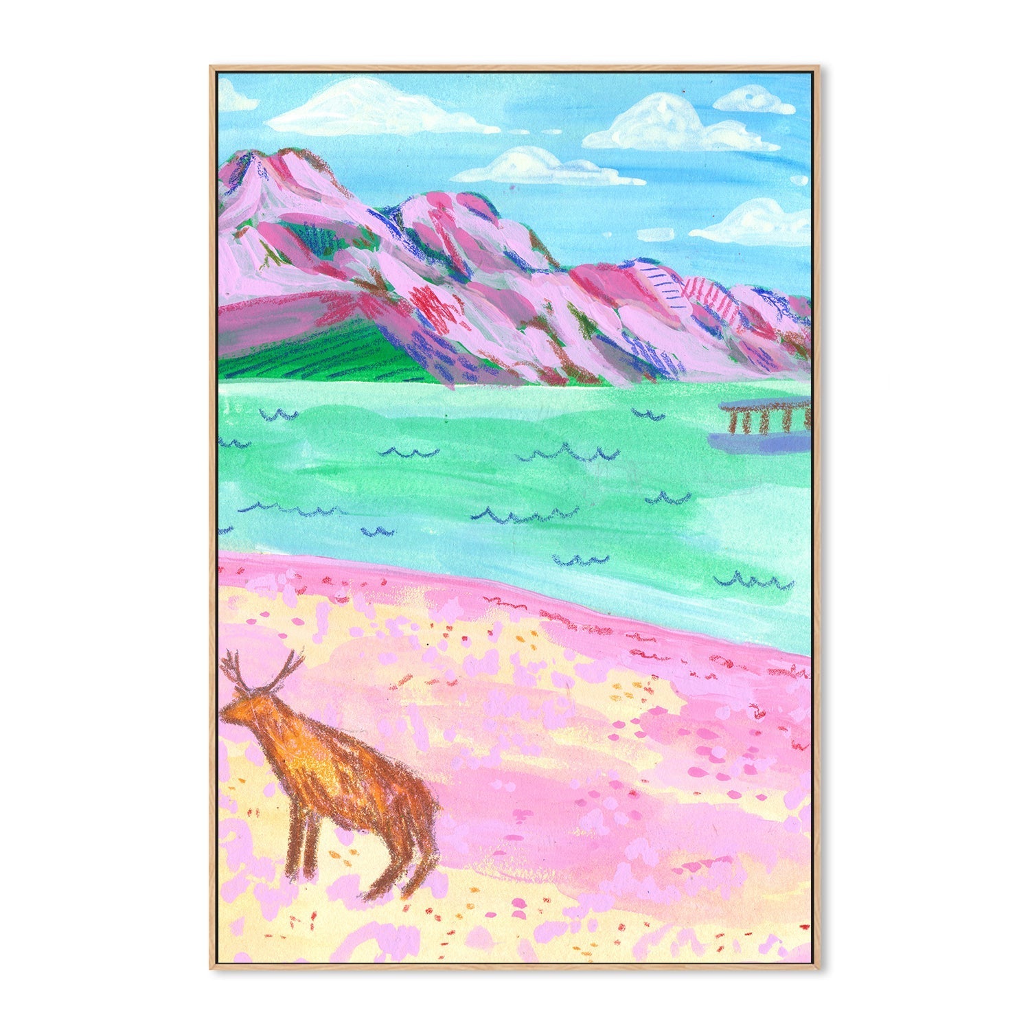 wall-art-print-canvas-poster-framed-Deer On The Beach , By Kartika Paramita-4