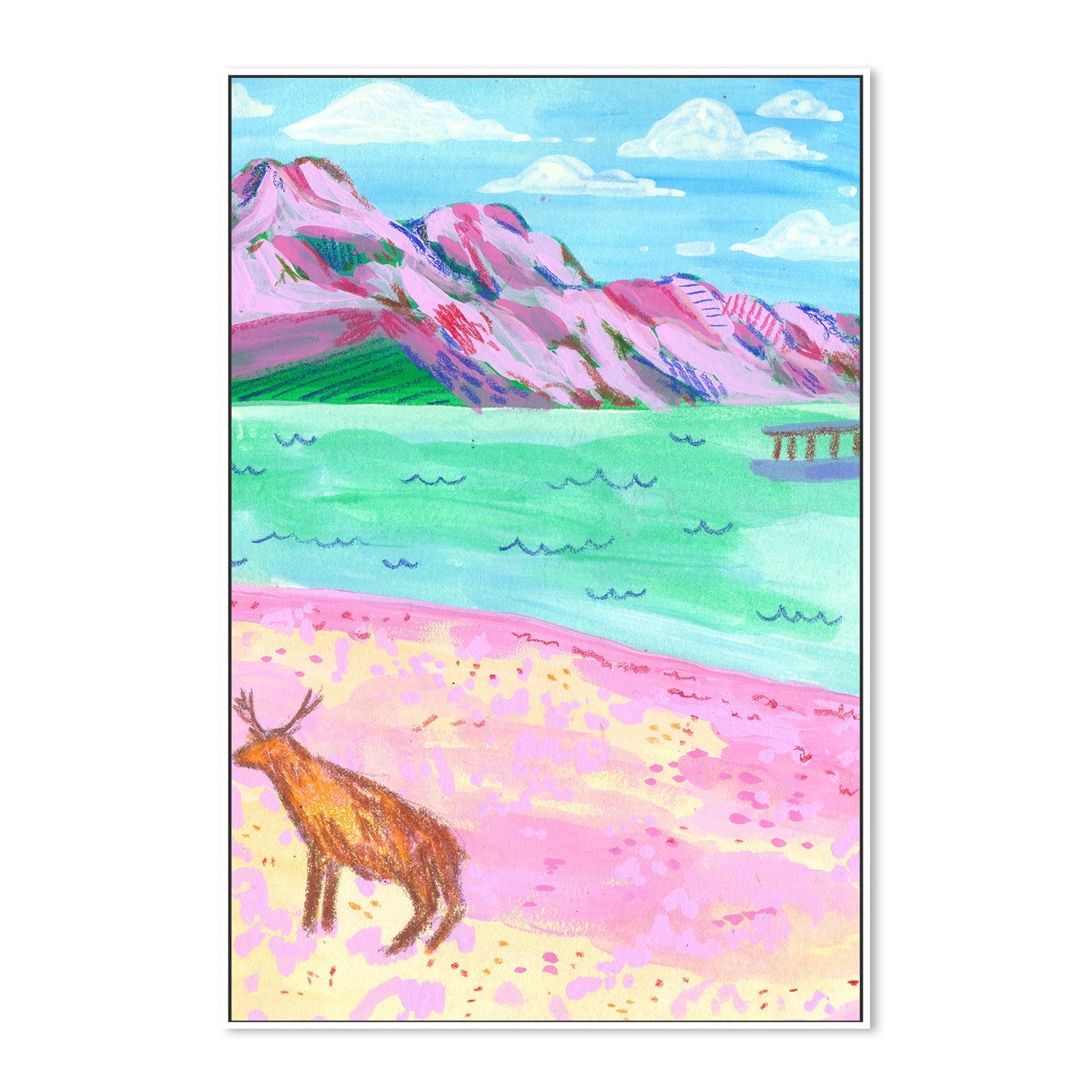 wall-art-print-canvas-poster-framed-Deer On The Beach , By Kartika Paramita-5