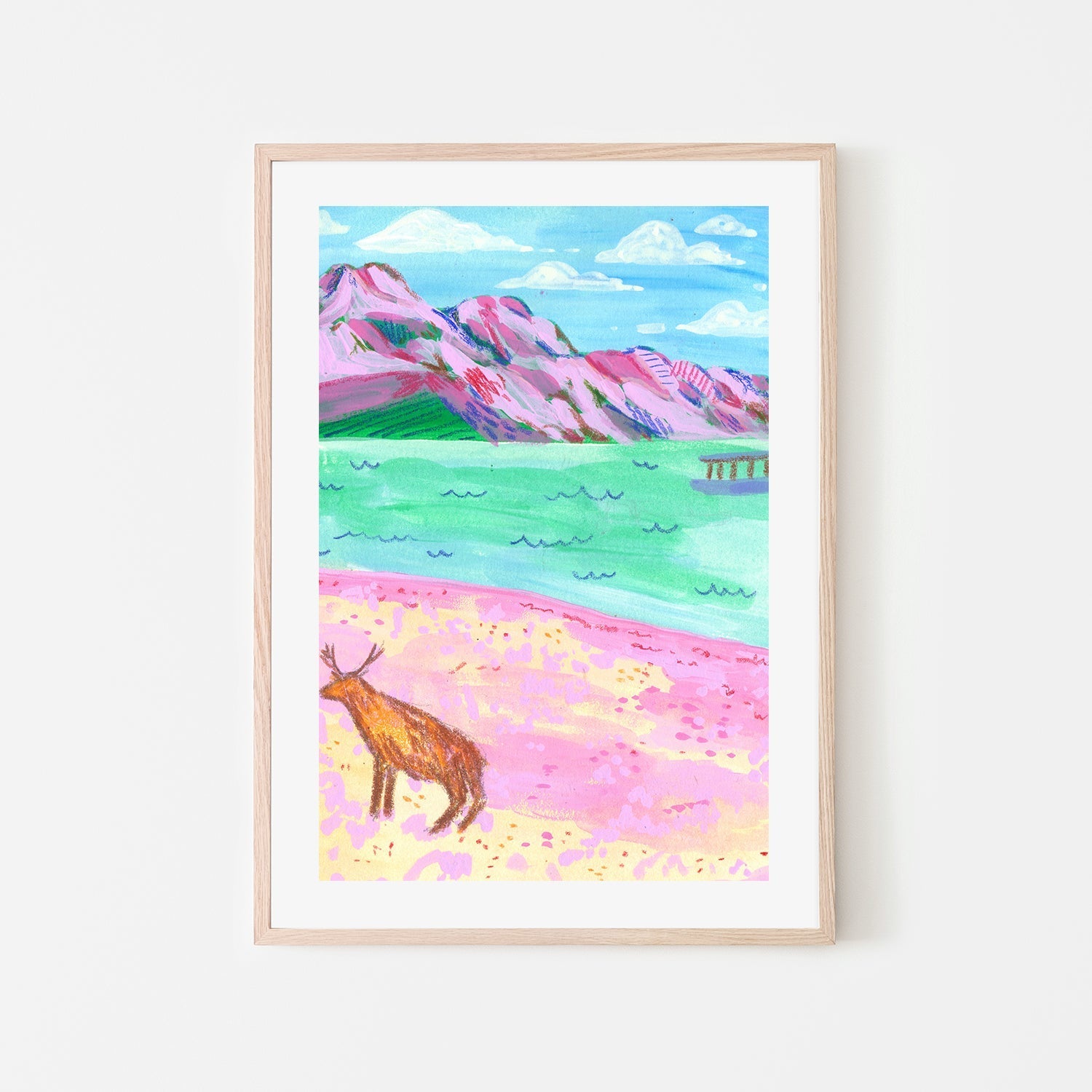 wall-art-print-canvas-poster-framed-Deer On The Beach , By Kartika Paramita-6