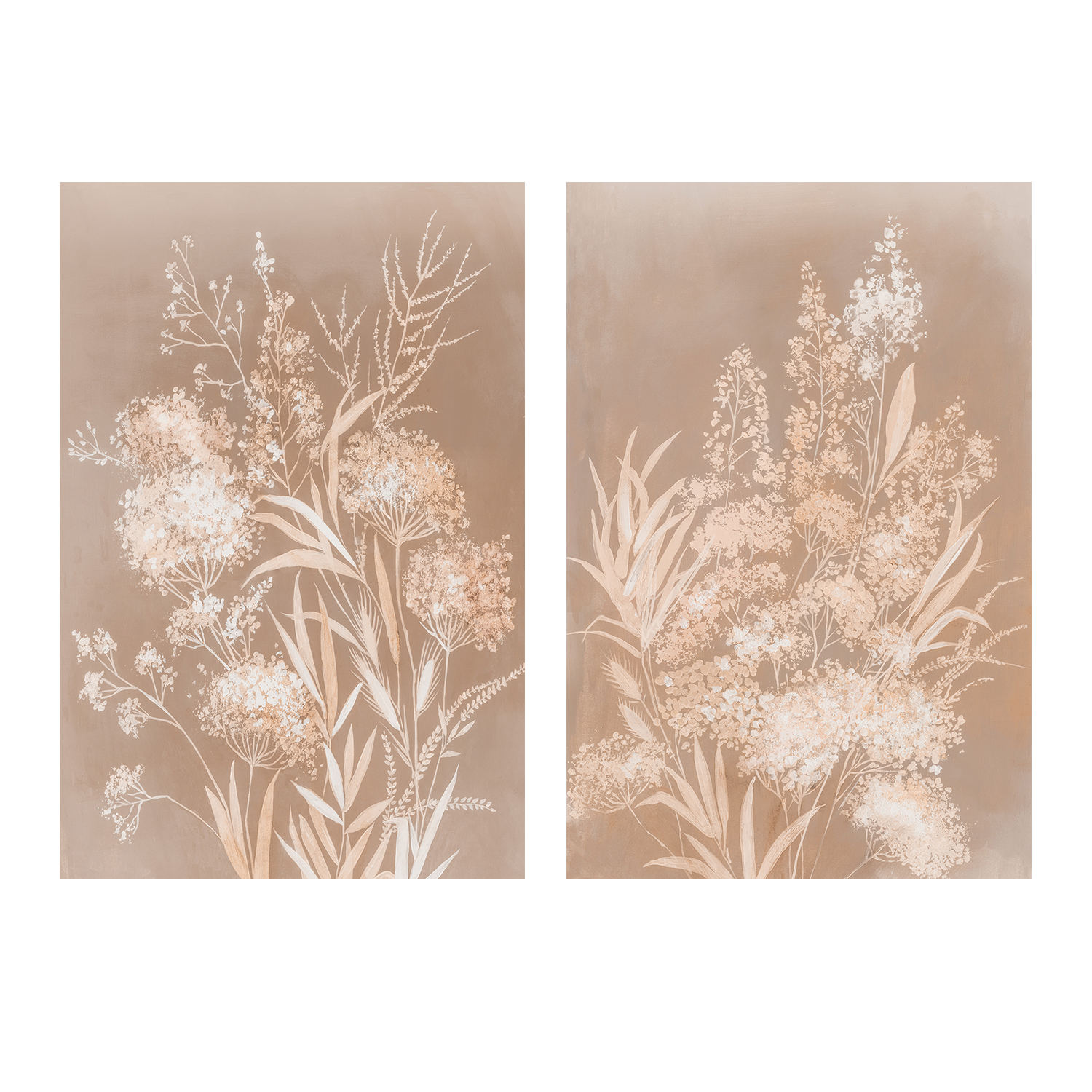 wall-art-print-canvas-poster-framed-Delicate Bunch, Mocha Mousse, Style A & B, Set Of 2 , By Asia Jensen-1