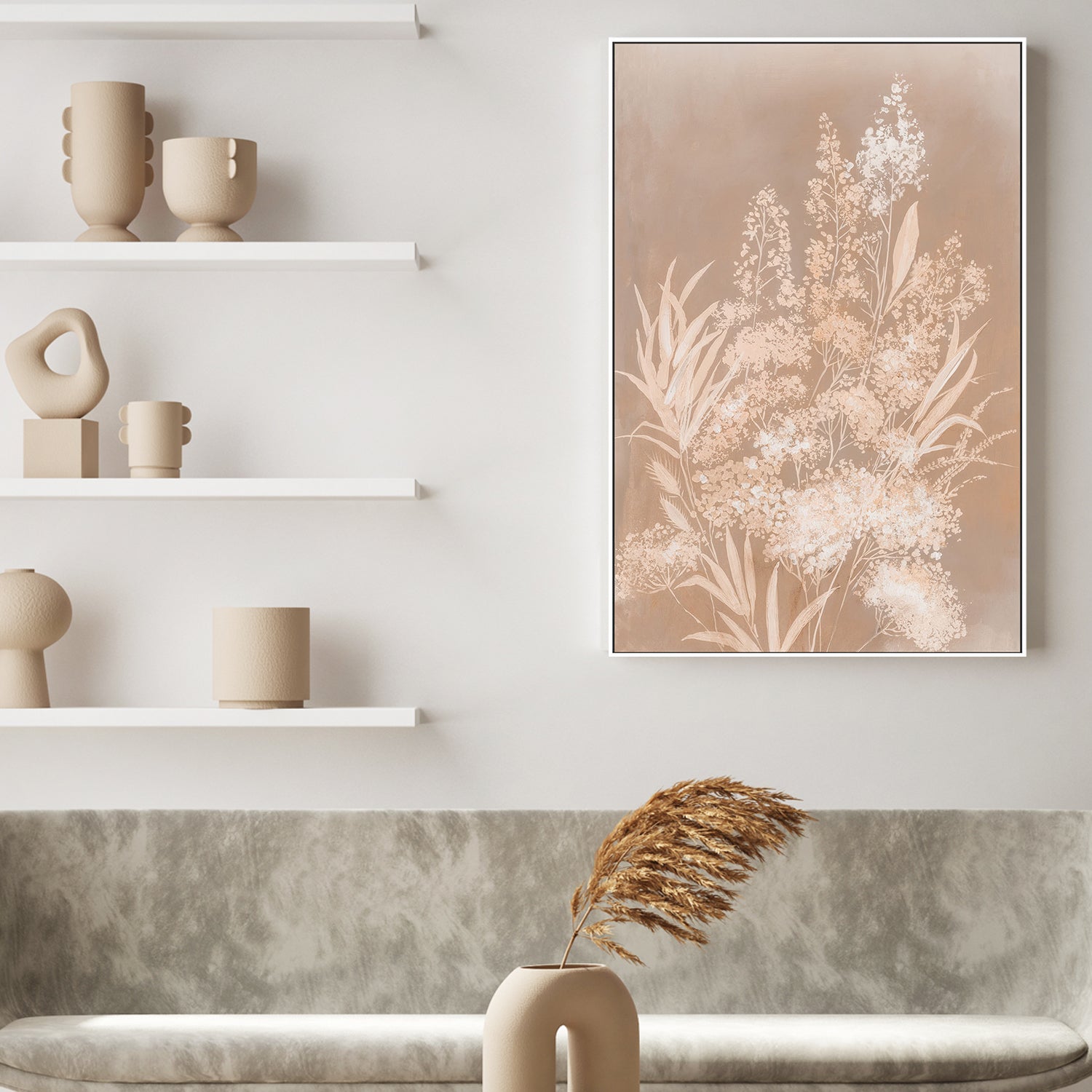 wall-art-print-canvas-poster-framed-Delicate Bunch, Mocha Mousse, Style B , By Asia Jensen-2