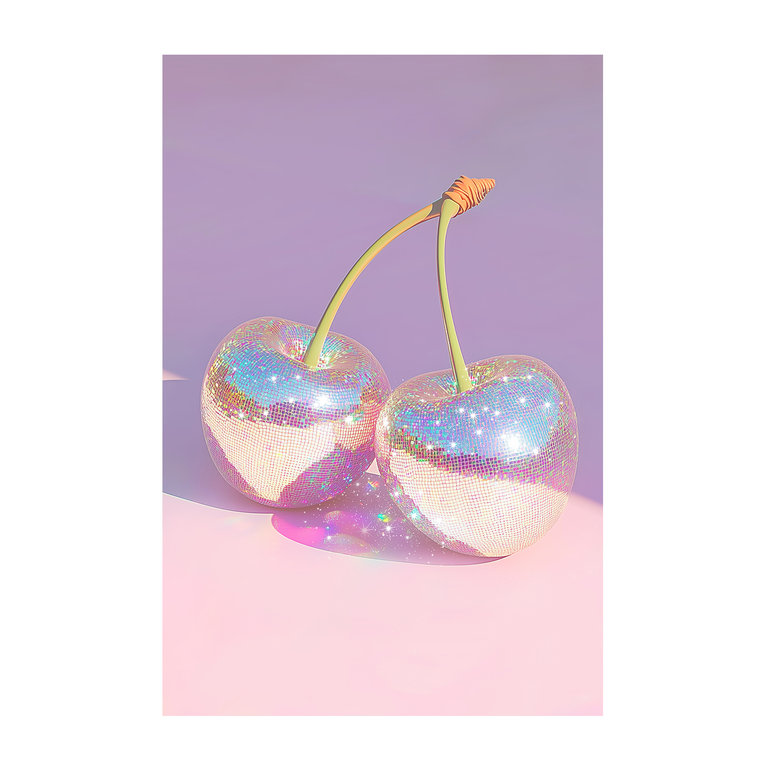 wall-art-print-canvas-poster-framed-Disco Ball Cherries on Pastel Background , By Melloi Art-1