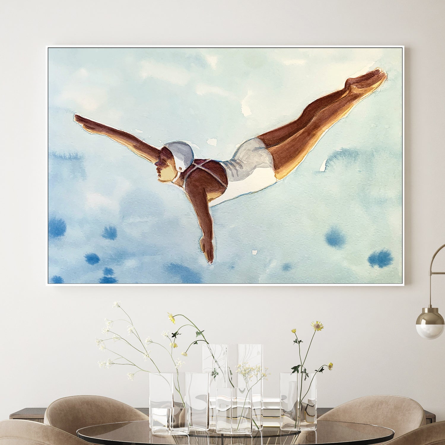 wall-art-print-canvas-poster-framed-Diver in Aqua Sky-2
