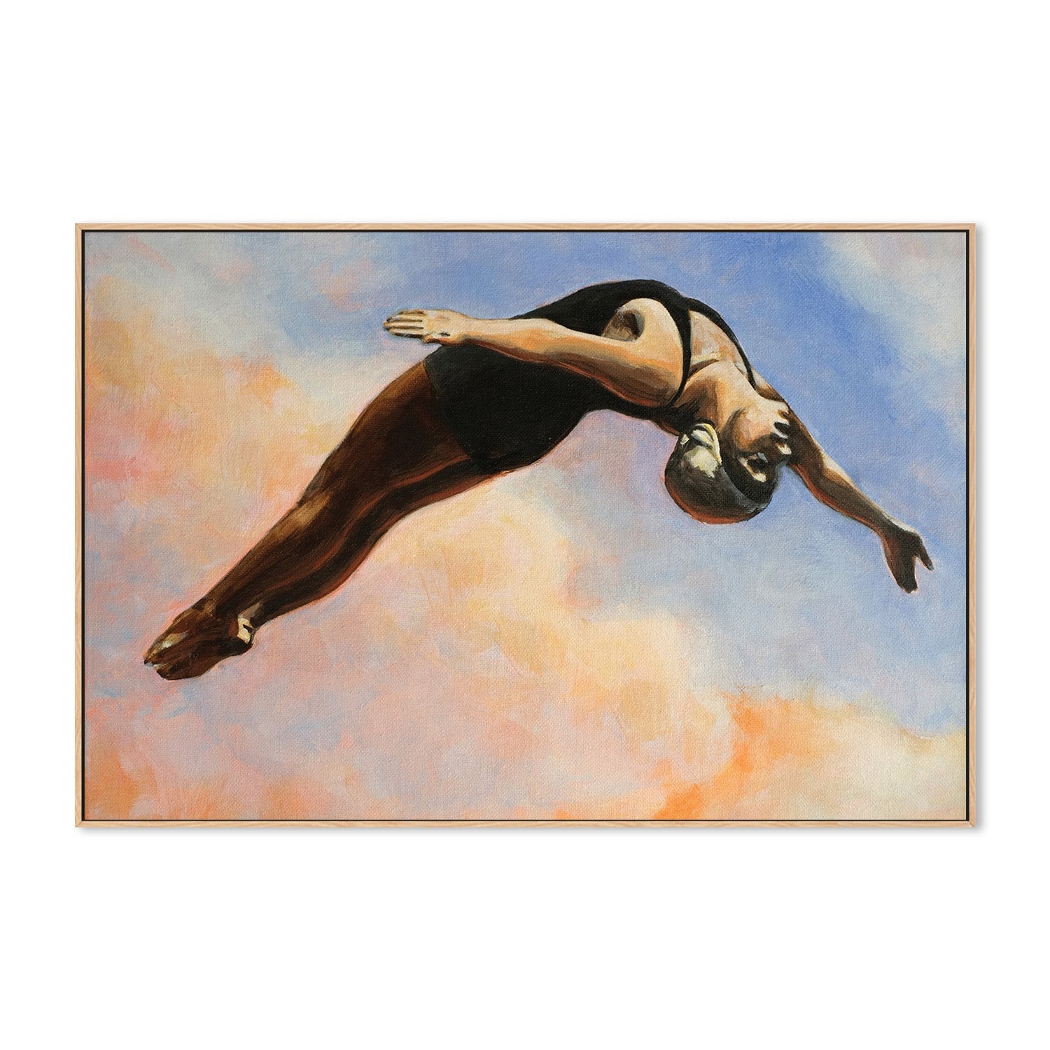 wall-art-print-canvas-poster-framed-Diver in Orange Clouds-4
