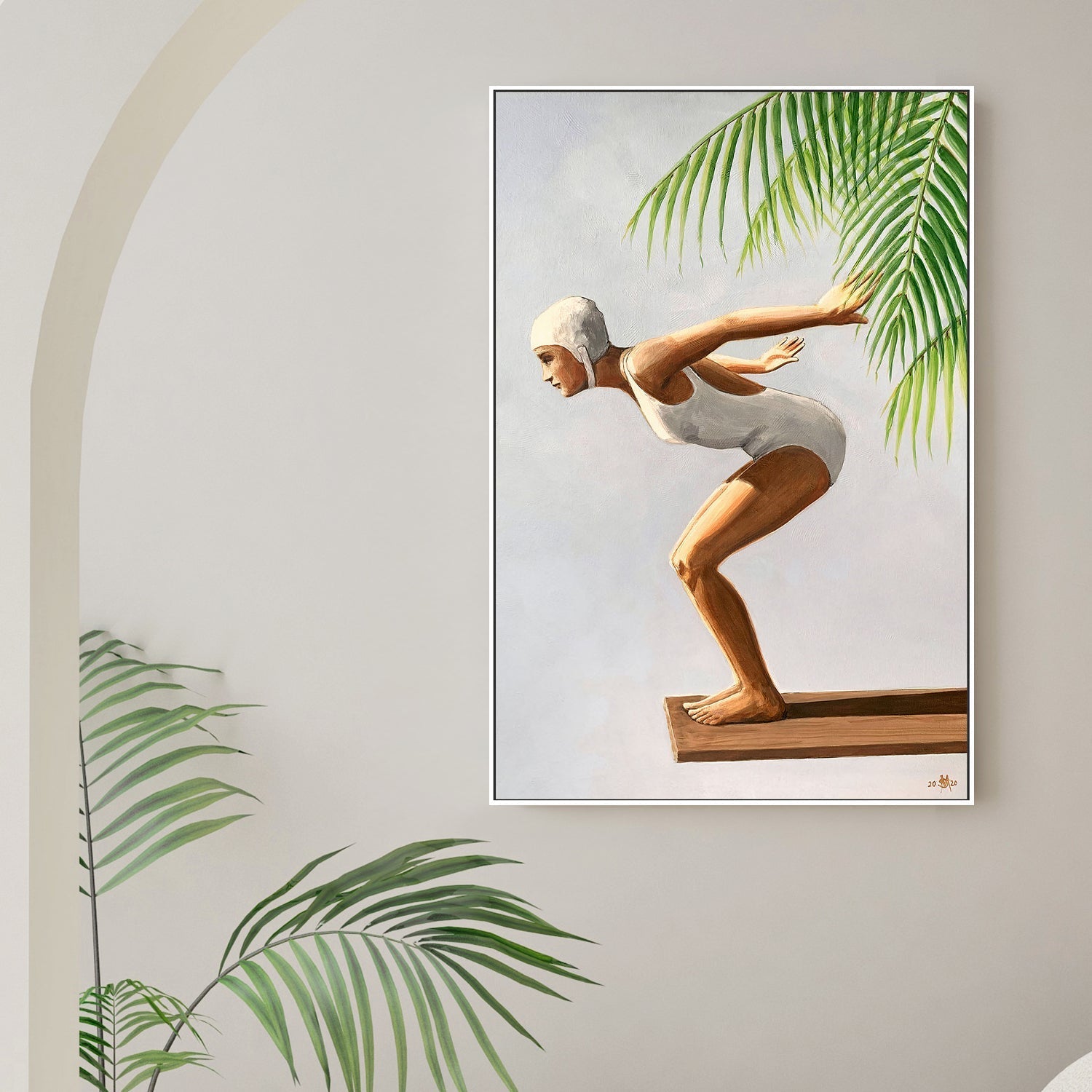 wall-art-print-canvas-poster-framed-Diver With Palm, Style A , By Sarah Morrissette-2