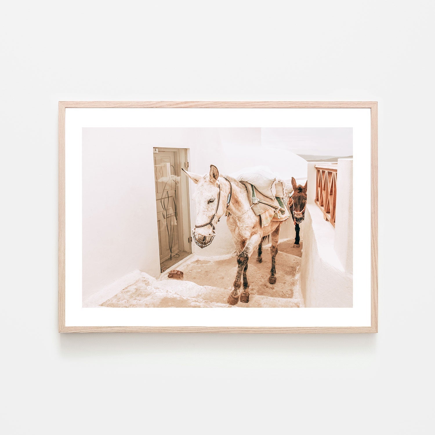wall-art-print-canvas-poster-framed-Donkeys on old stone stairs in Santorini-by-Gioia Wall Art-Gioia Wall Art