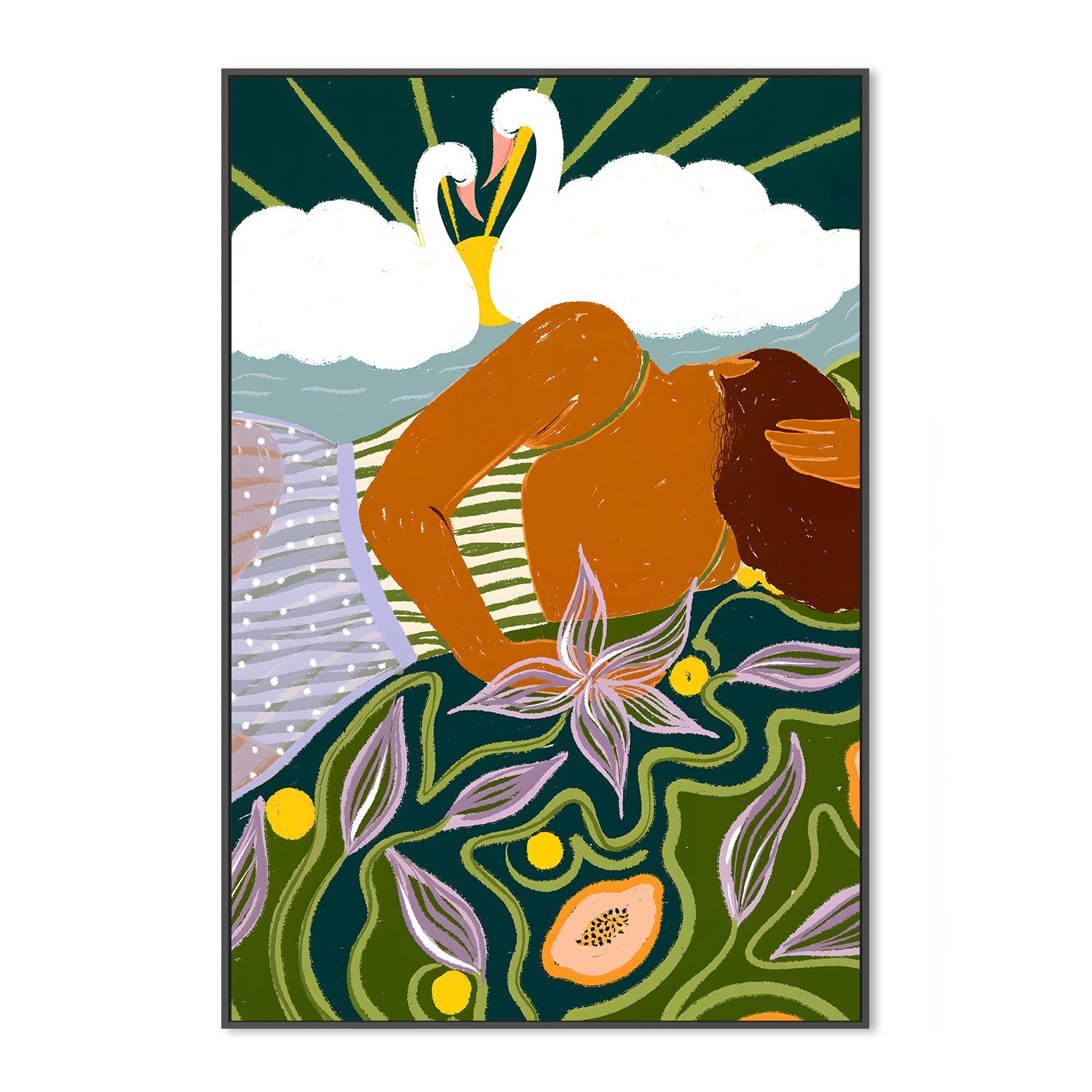 wall-art-print-canvas-poster-framed-Dreamer's Swan Clouds-3