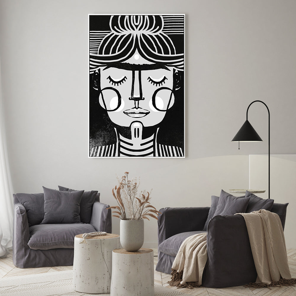 wall-art-print-canvas-poster-framed-Dreaming Frida In Black And White , By Treechild-GIOIA-WALL-ART