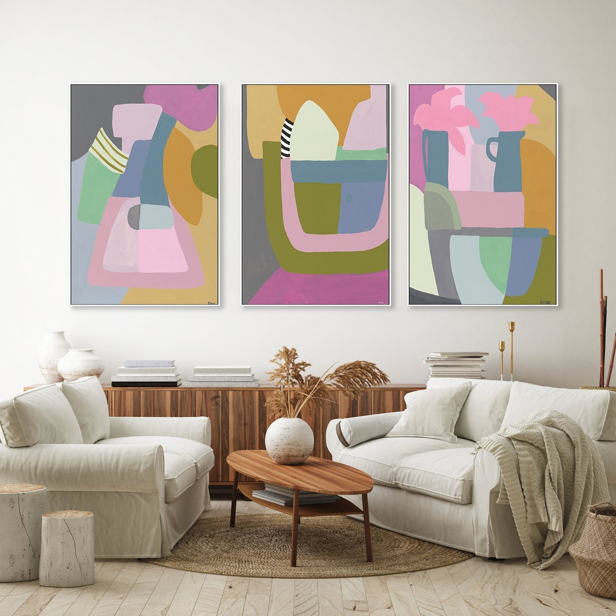 wall-art-print-canvas-poster-framed-Dreamy Contours, Style A, B & C, Set Of 3 , By Belinda Stone-GIOIA-WALL-ART